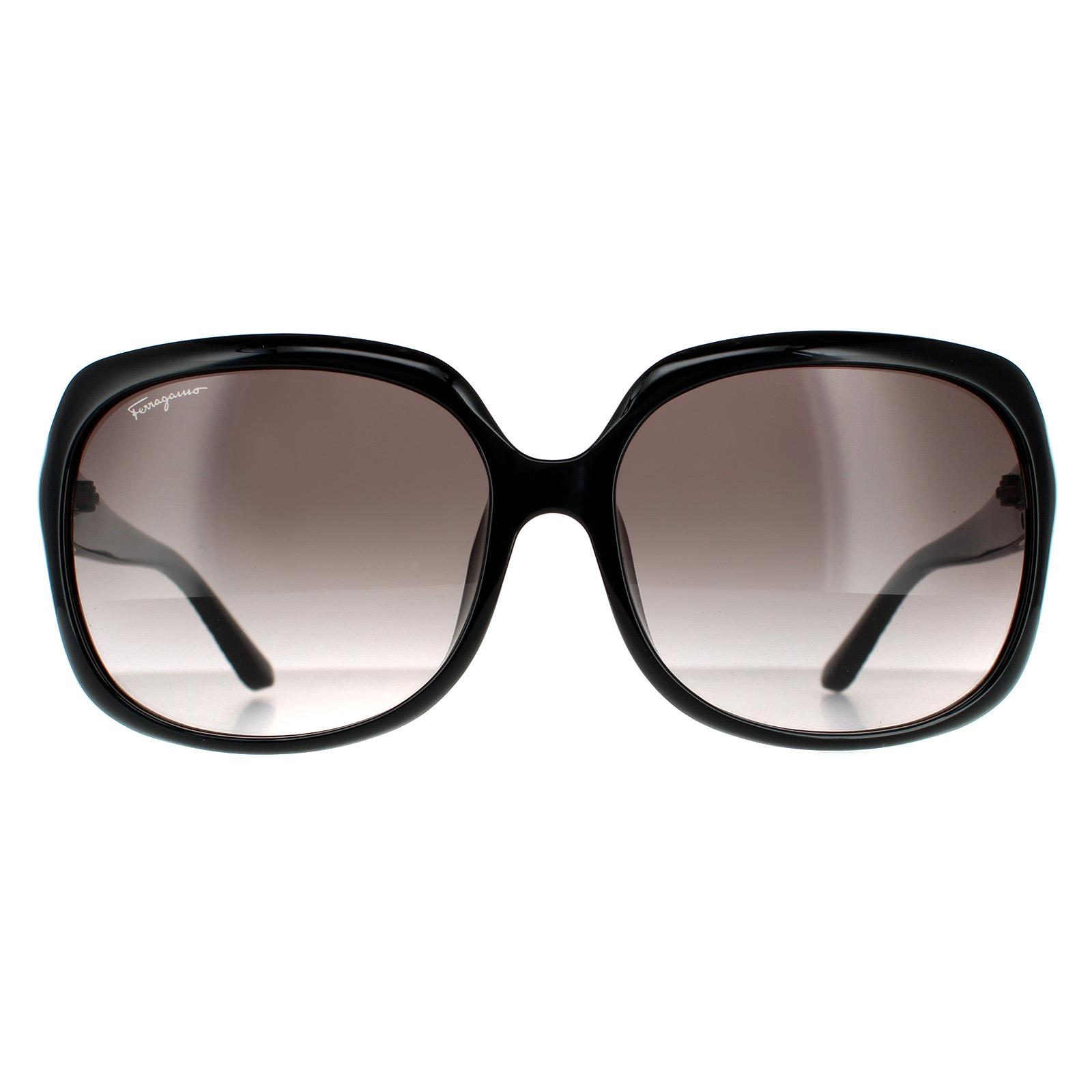 Black Salvatore Ferragamo Black Rectangle Black Grey Gradient Sunglasses, Image 1 of 4