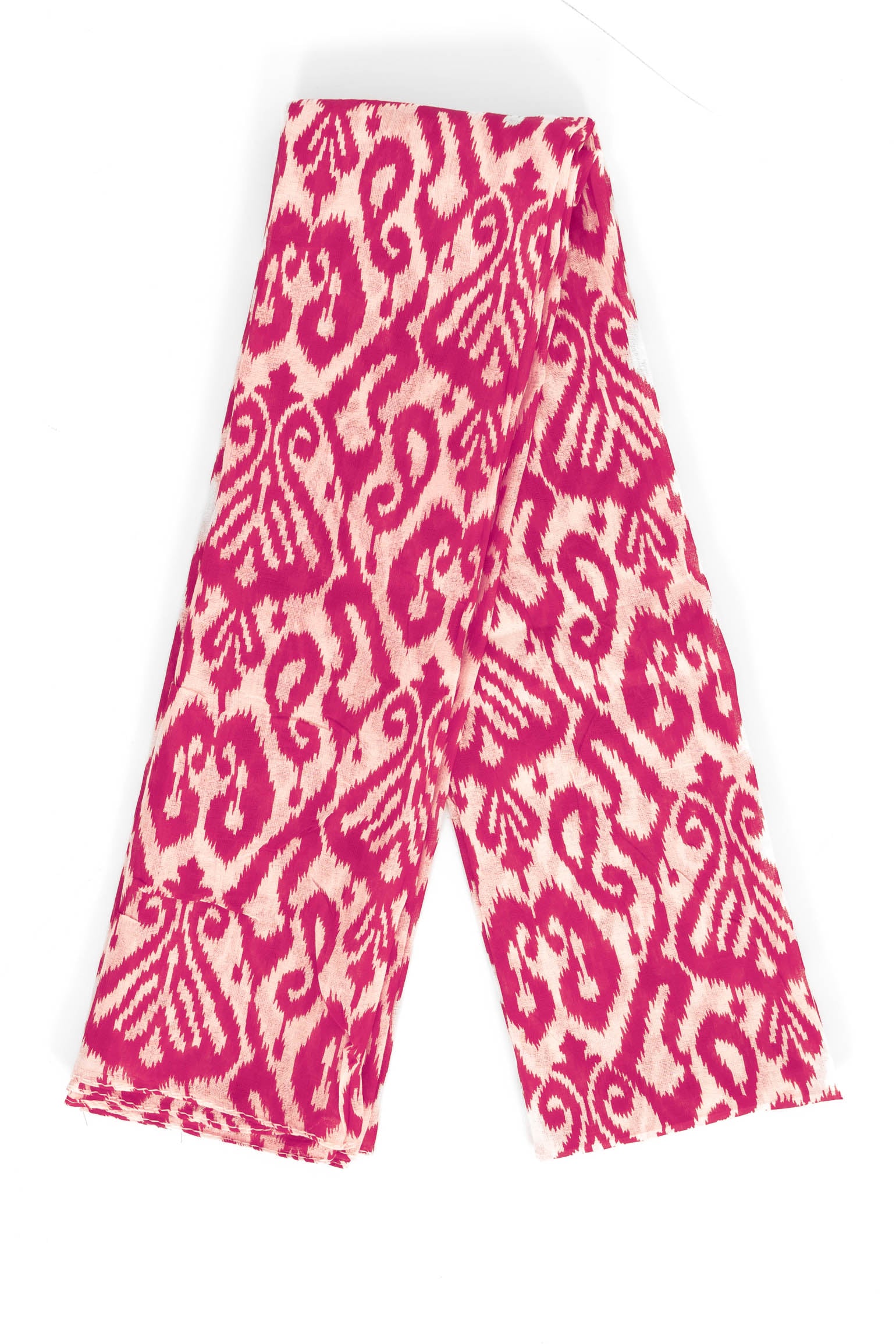 Fuchsia Damask Lightweight Cotton Scarf, Image 3 of 4