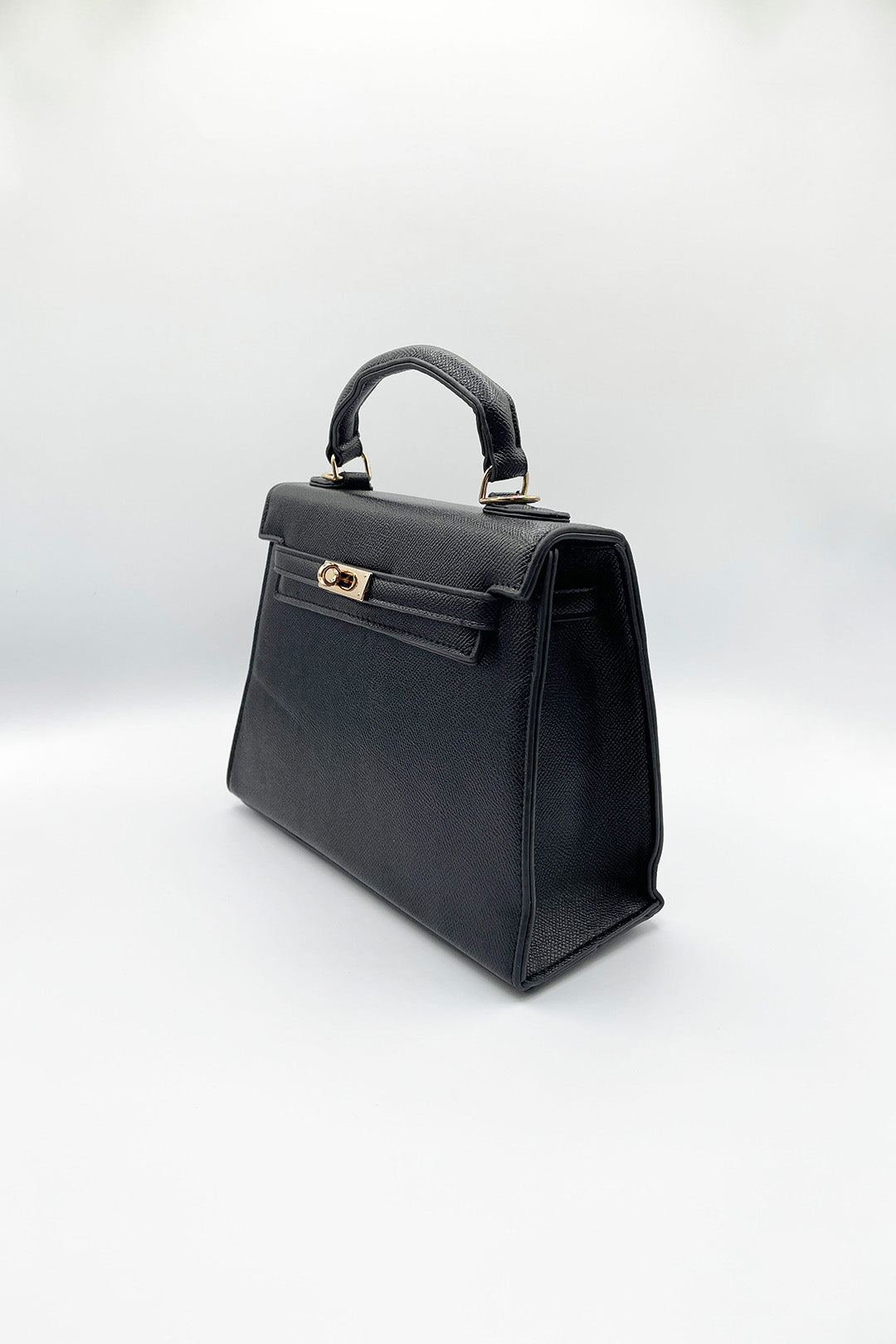 Black Top Handle Satchel Tote Bag, Image 3 of 5