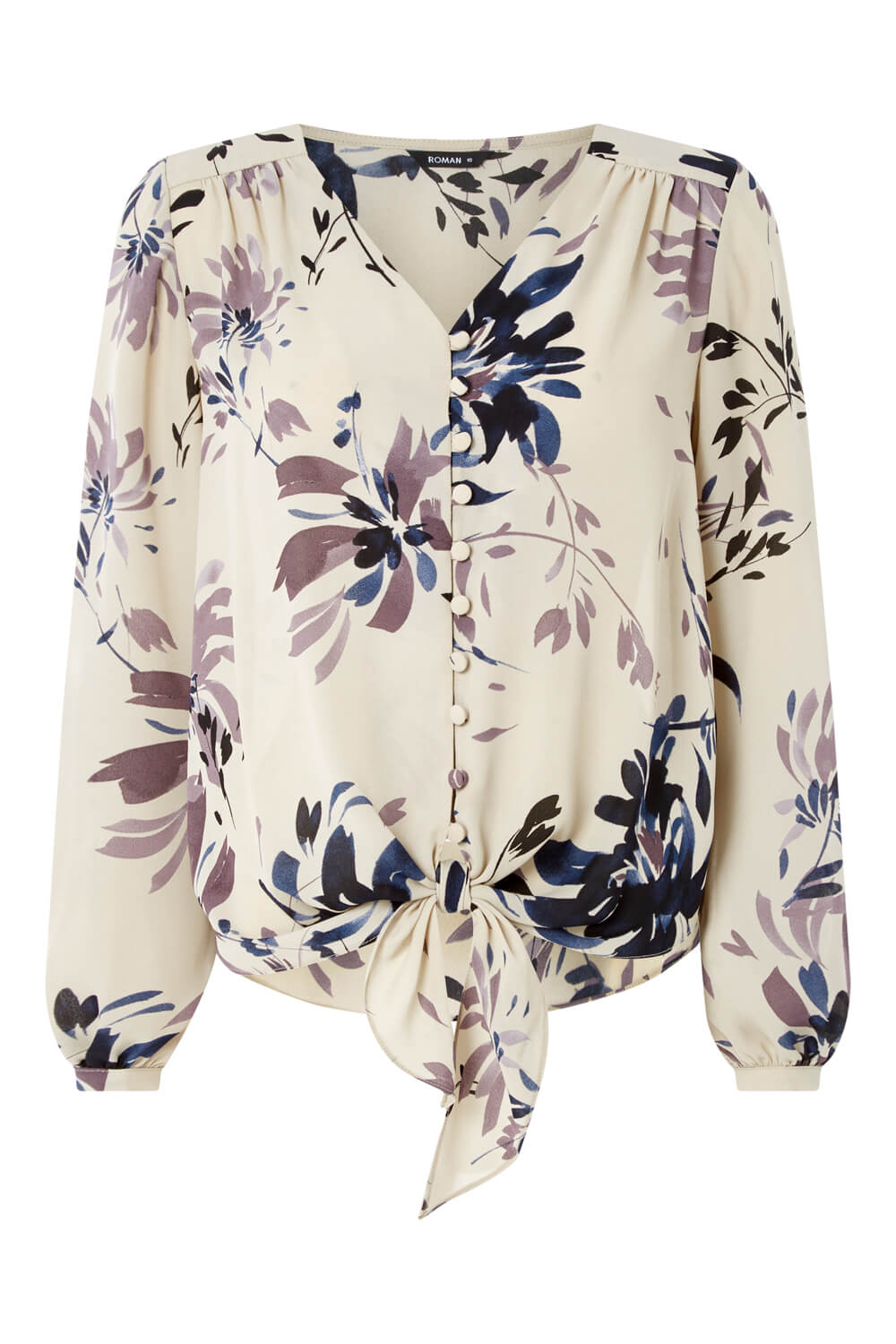 Multi Printed Knot Front Blouse, Image 6 of 5