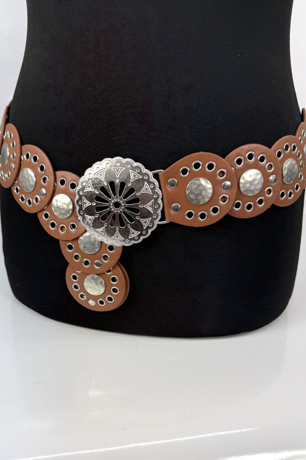Tan Large Eyelet Disc Belt, Image 1 of 2