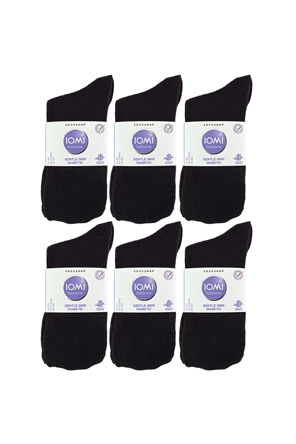 Black 12 Pairs Diabetic Bamboo Socks, Image 2 of 5