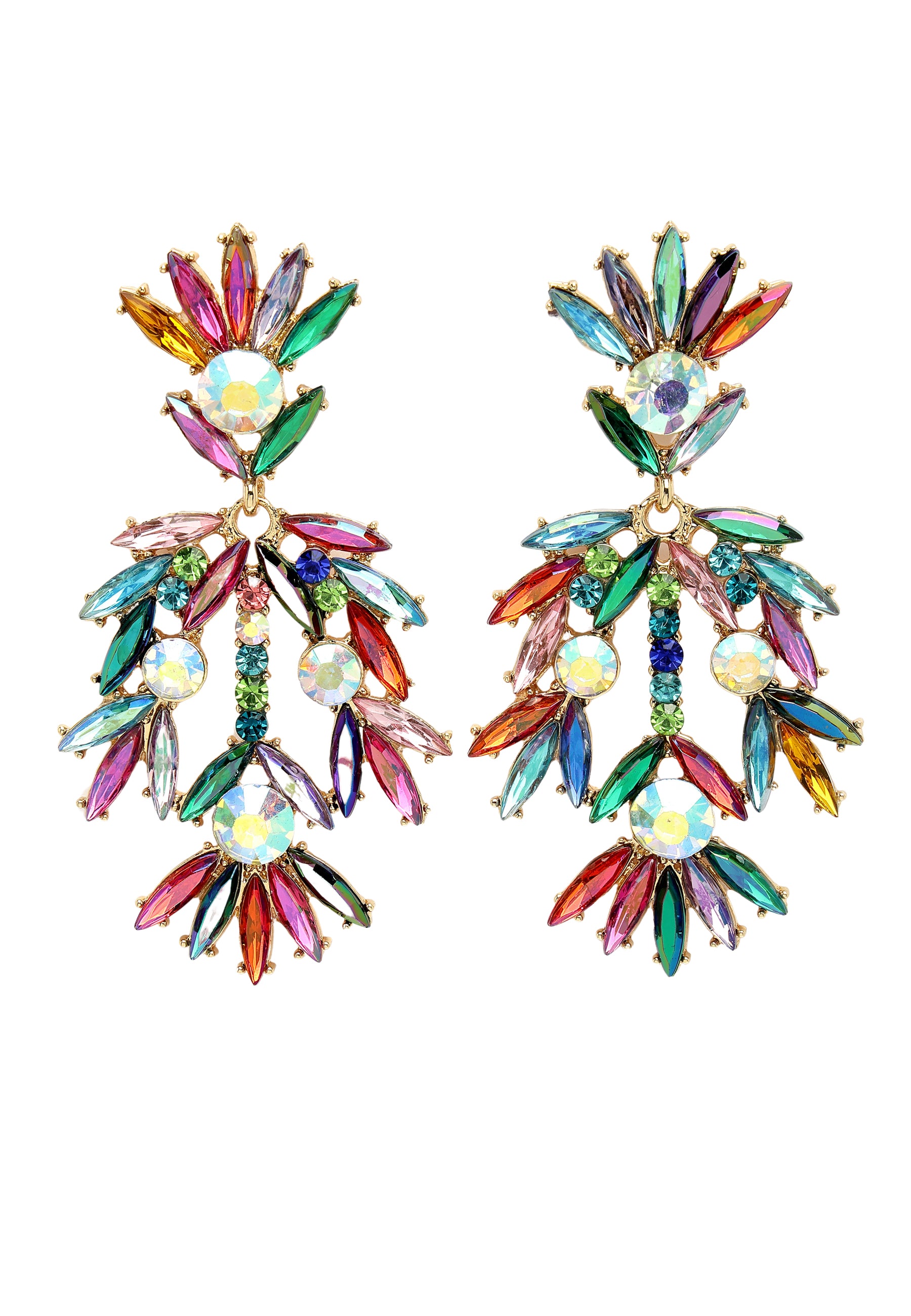 Green Diva Collection Fancy Floral Plume Earrings