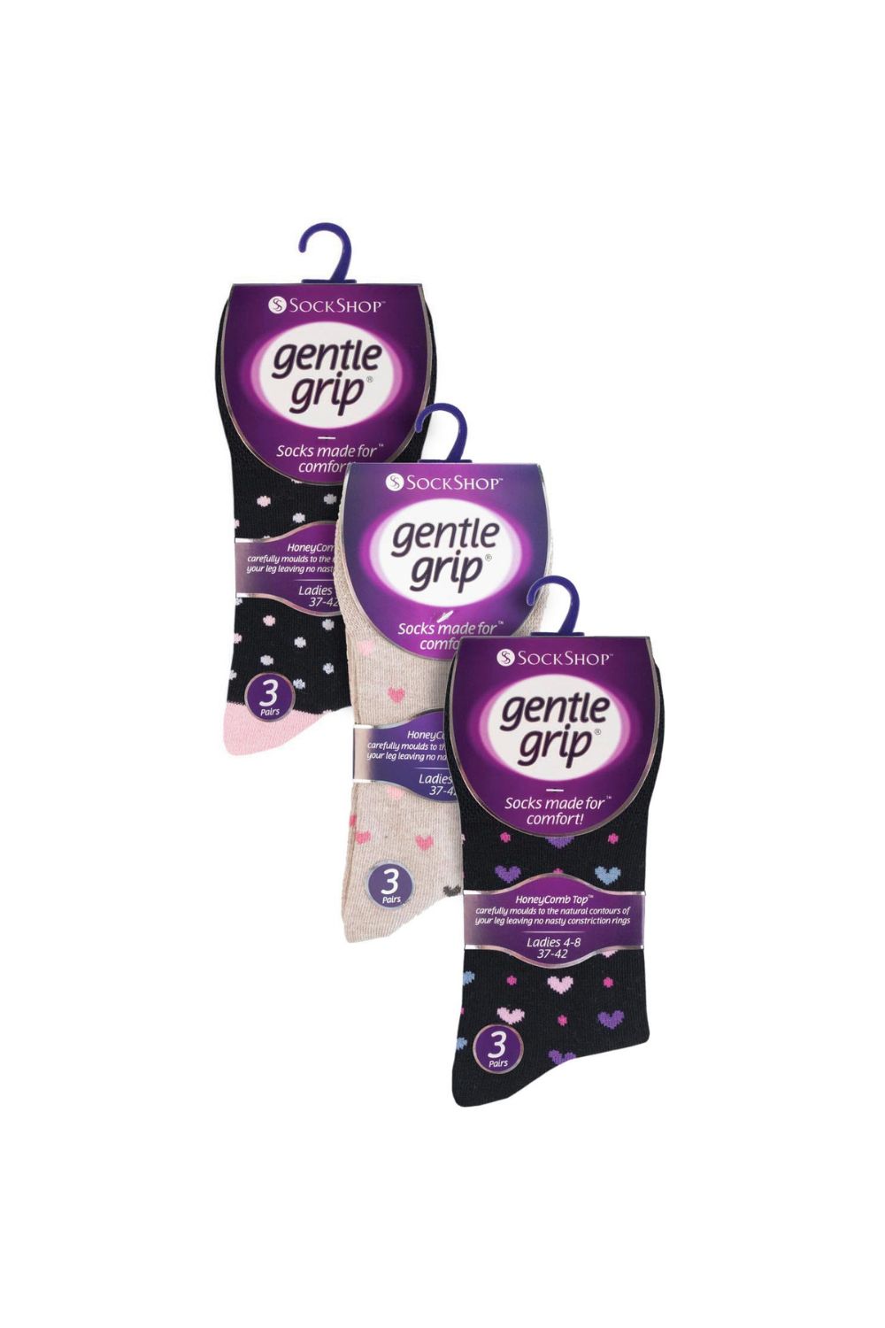 Lilac 9 Pairs Cotton Patterned Non Elastic Socks, Image 2 of 5