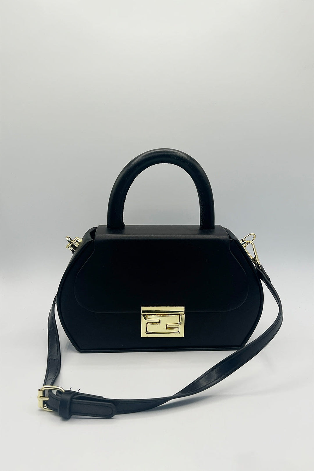 Black Hard Grab Bag in Black with Gold Hardware, Image 1 of 5