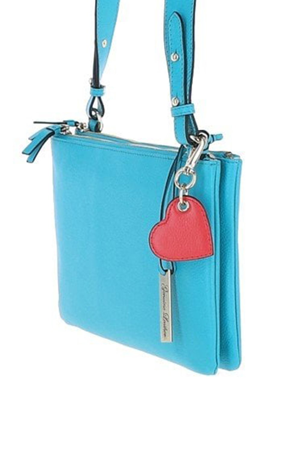 Light Blue Ashwood Leather Light Blue 'Squisita' Two Sections Real Leather Shoulder Bag, Image 2 of 4