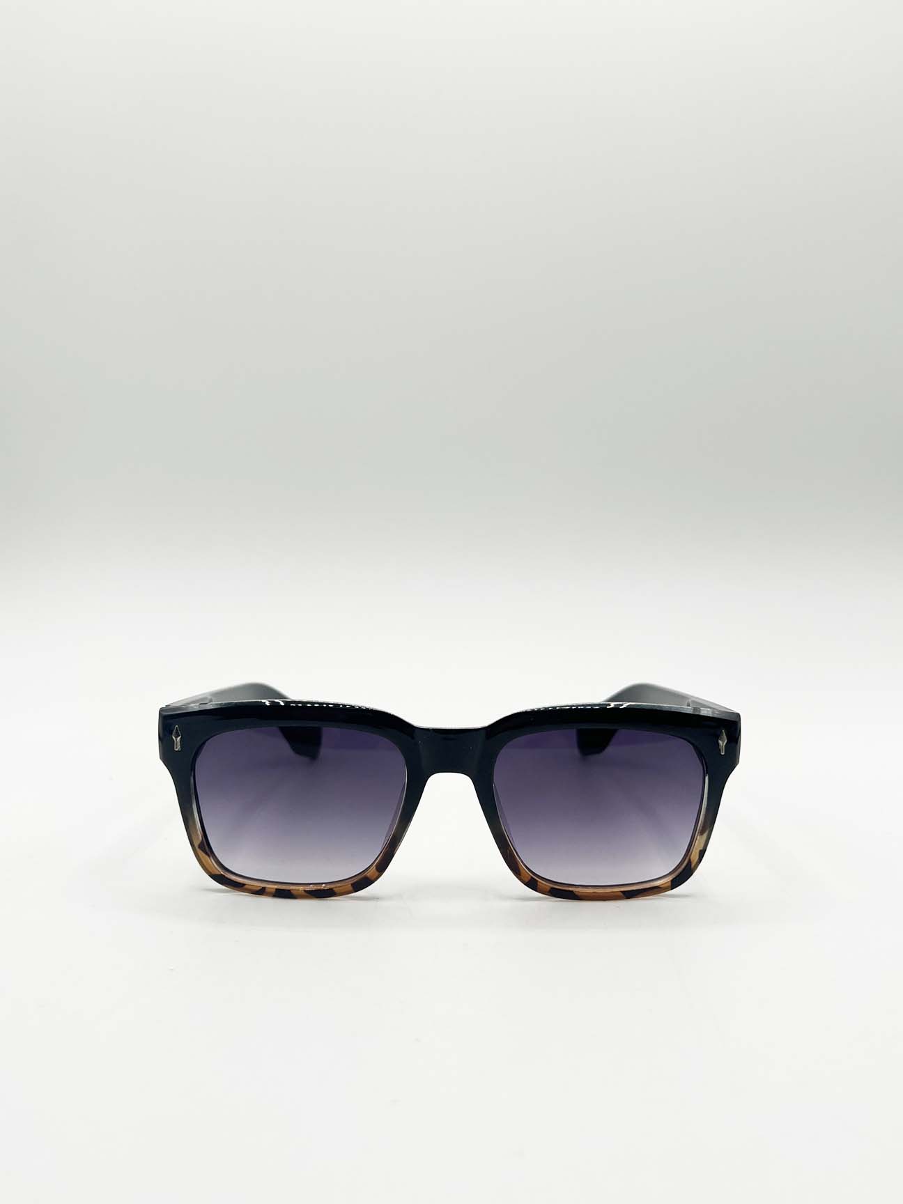 Black Square Sunglasses in Black Leopard, Image 5 of 8