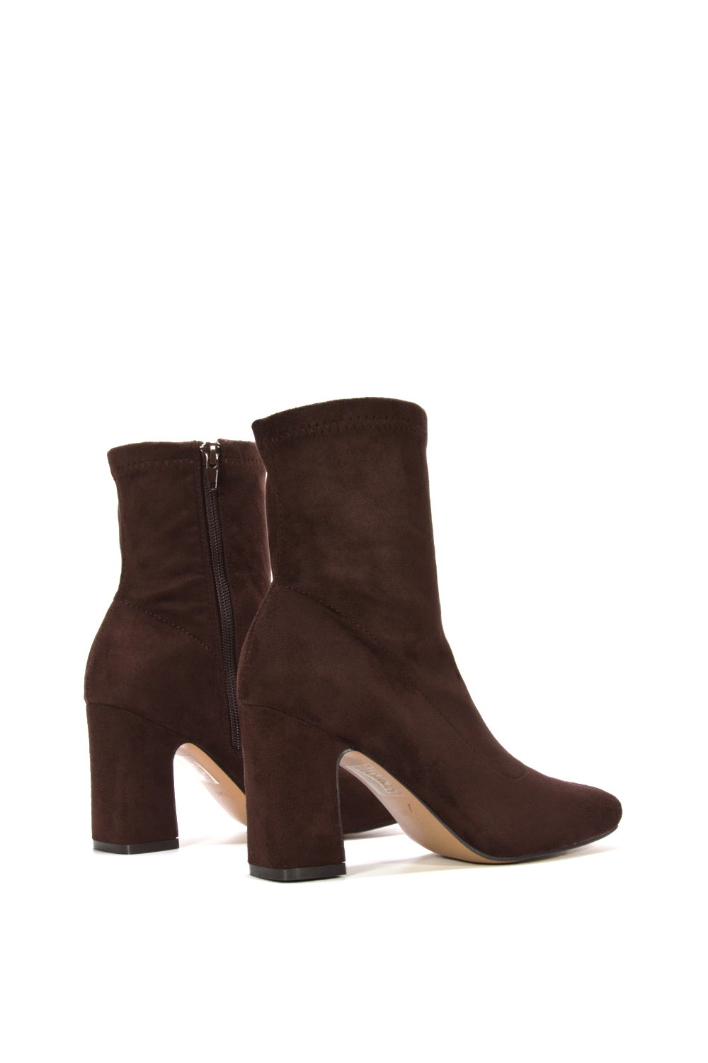 Brown XY LONDON Brown 'Alex' Stretch Zip Up Ankle Boots with Block Heel, Image 4 of 6