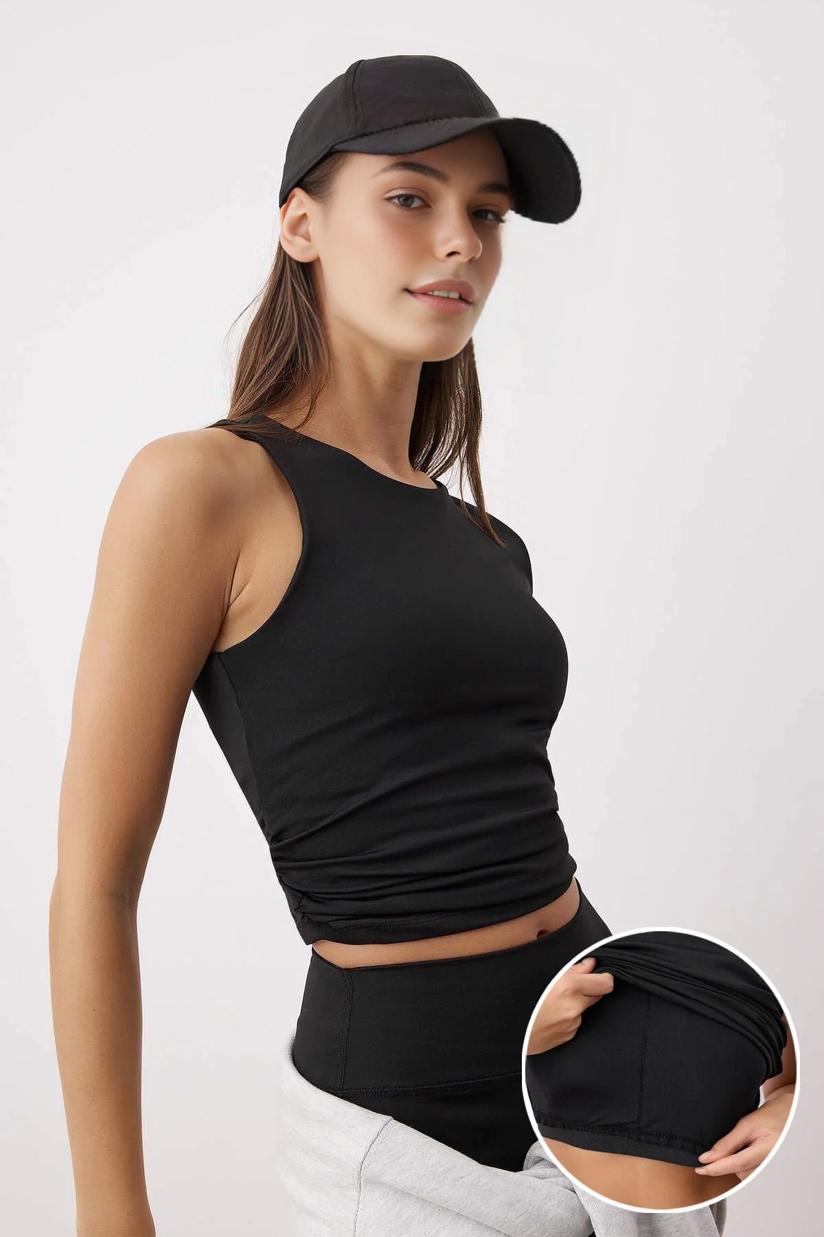 Black WOVCOR Black Double-Layer High Neck Longline Supportive Sports Bra, Image 1 of 4