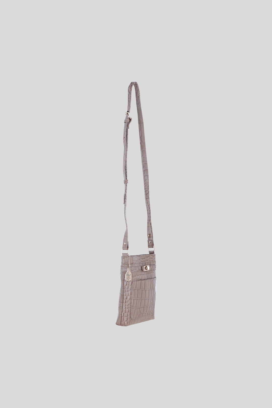 Grey Real Leather Crossbody Bag with Adjustable Strap, Image 5 of 5