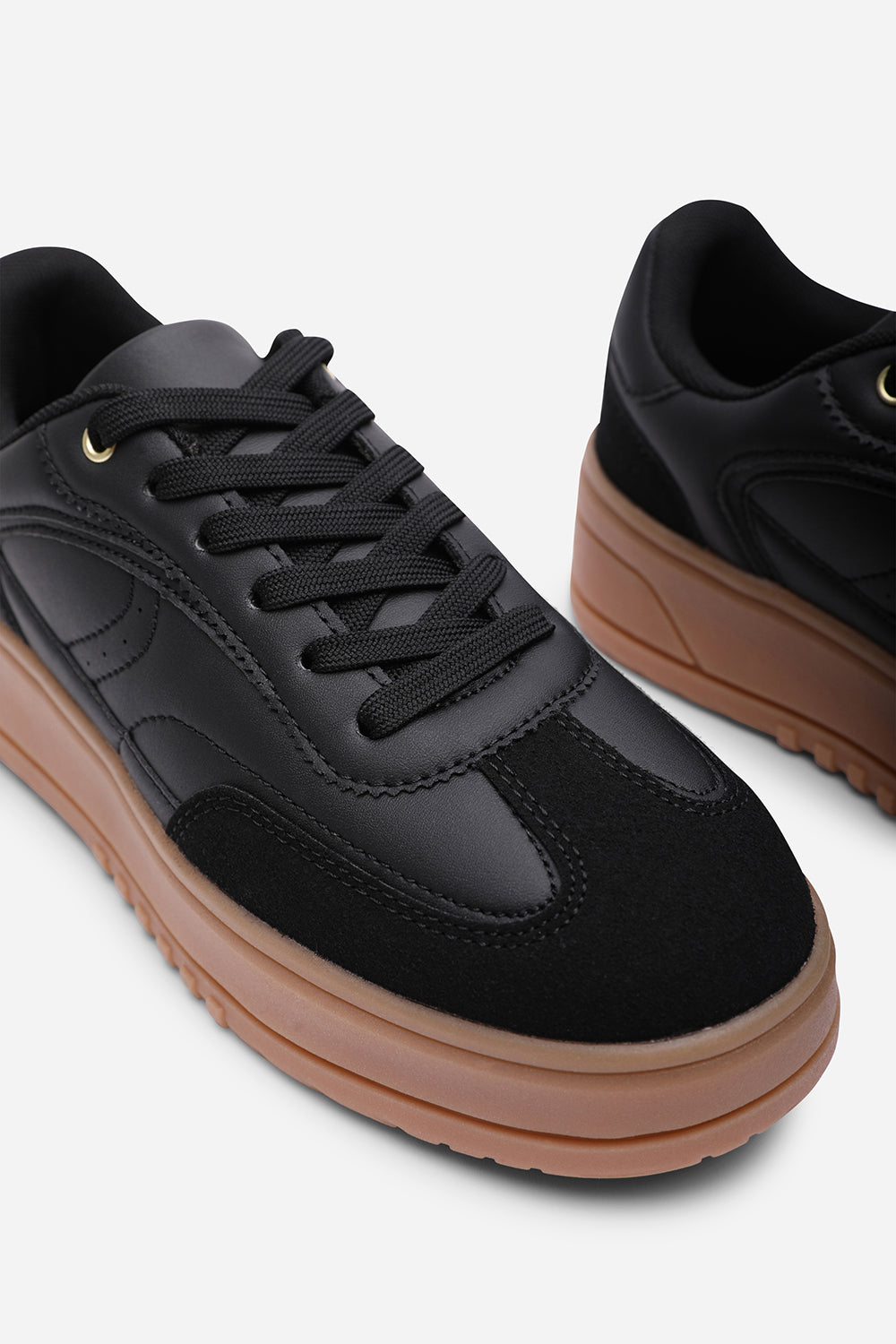 Black 'Yulia' Low Wedge Lace up trainer, Image 5 of 6