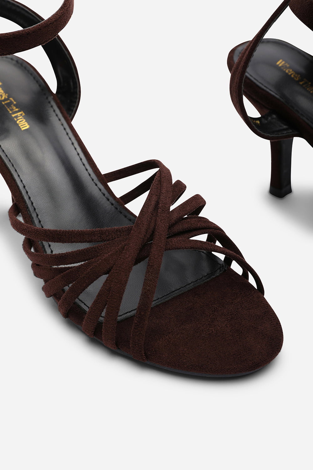 Brown Where's That From Brown 'Cyprus' Multi Cross Over Strap Mid Heels, Image 5 of 5