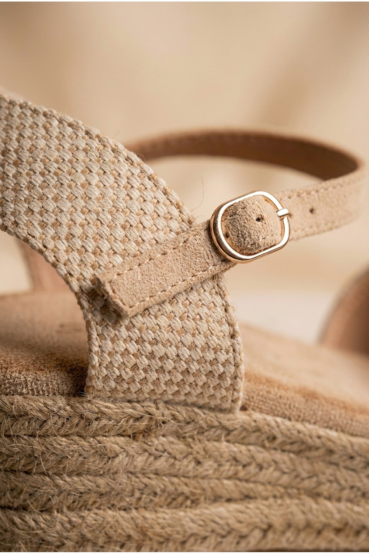 Beige Tula Rhinestone Trim Espadrille Wedges, Image 3 of 5