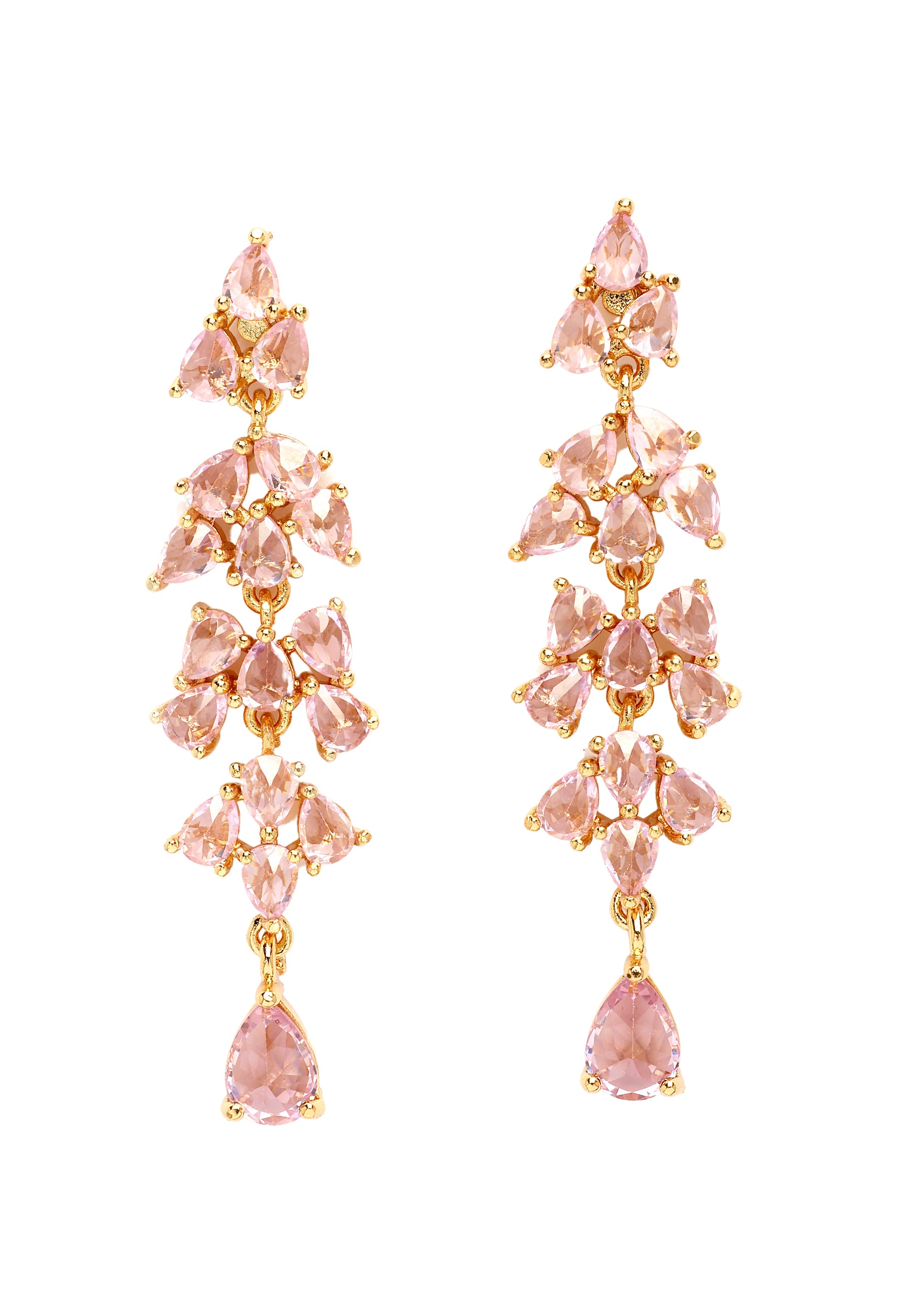 Pink Diva Elegant Leaf Dangle Earrings, Image 3 of 5