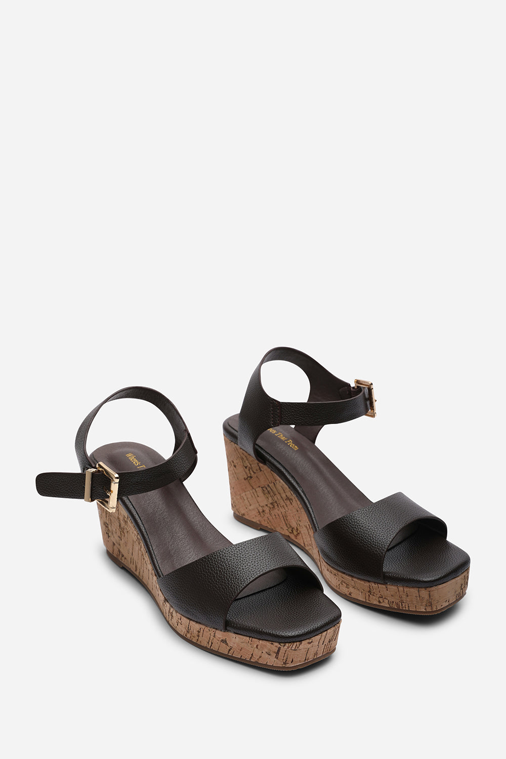 Dark Brown Where's That From Dark Brown Giselle Cork Platform Wedge, Image 4 of 5