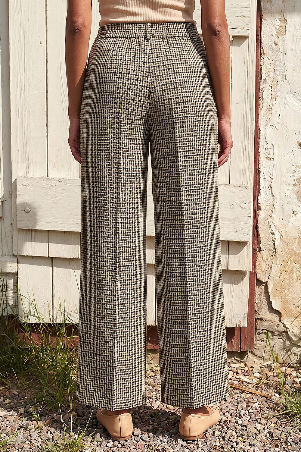 Brown Tweed Wide Leg Trouser, Image 4 of 5