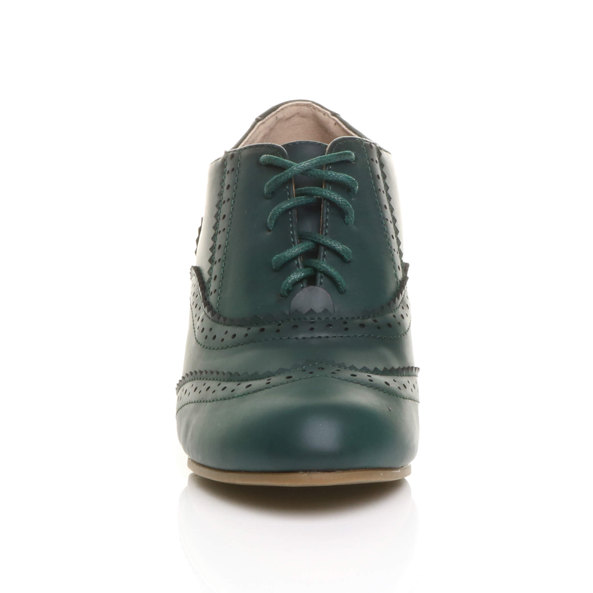 Teal AJVANI Teal Mid Heel Brogue Ankle Boots Shoe Boots, Image 6 of 6