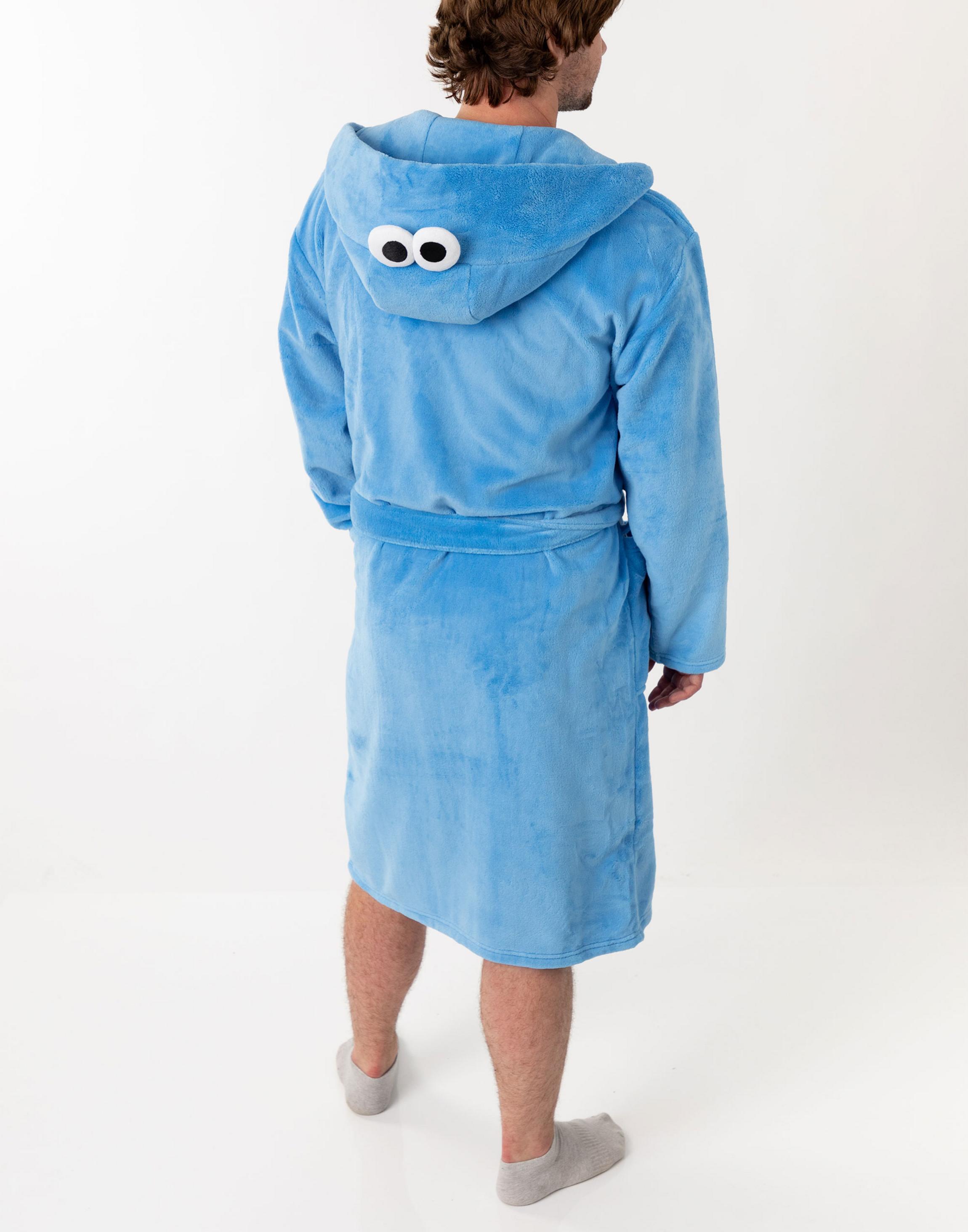 Blue Sesame Street Cookie Monster Hooded Bathrobe, Image 2 of 6