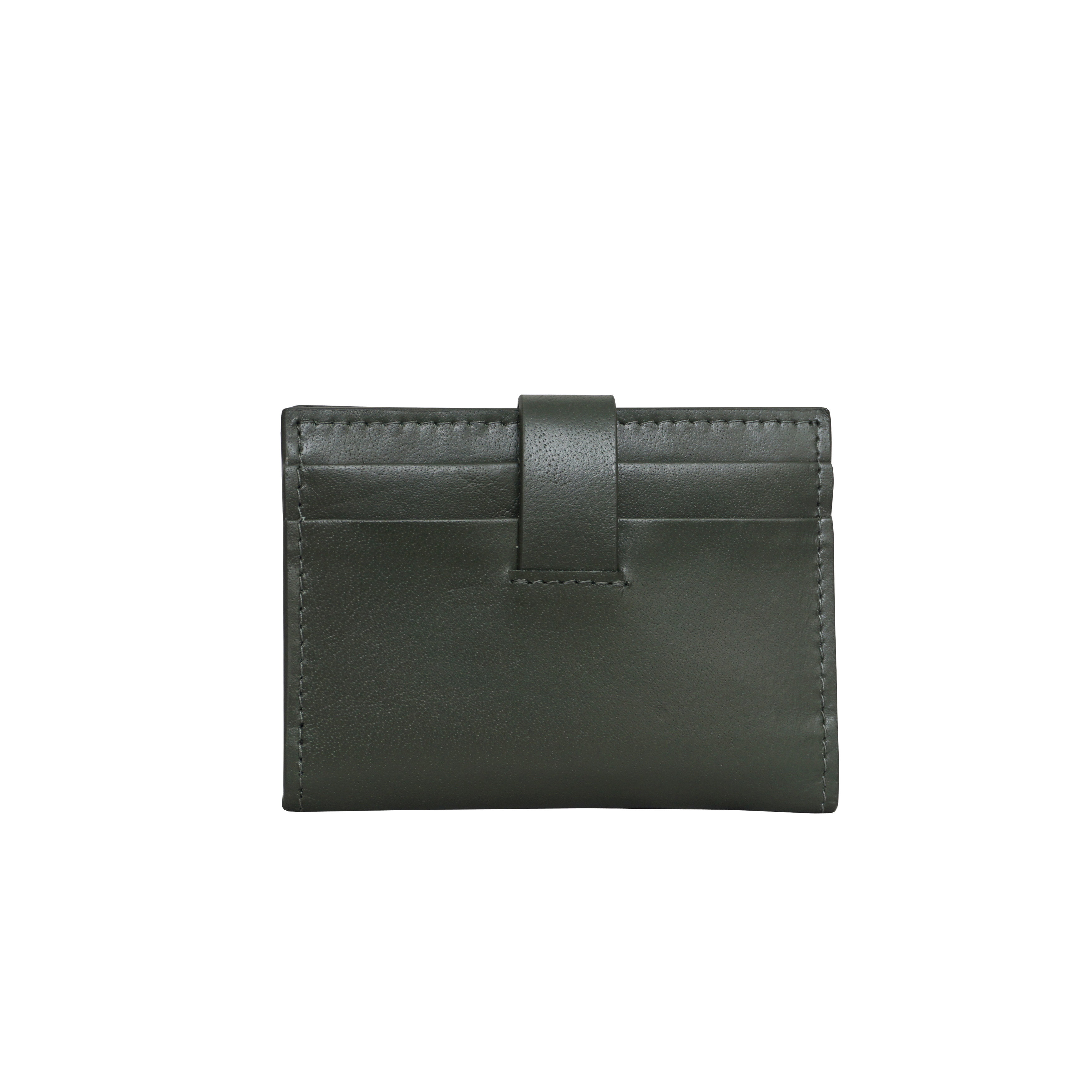 Khaki 'GROVE' RFID Tab-over Leather Credit Card Holder, Image 2 of 4