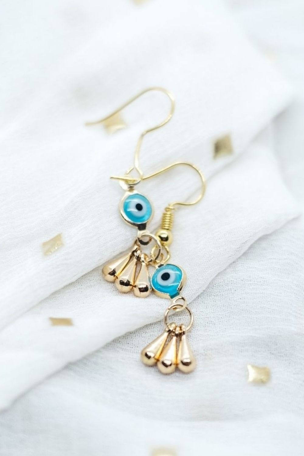 Silver Evil Eye Dangle Drop Earrings, Image 2 of 5