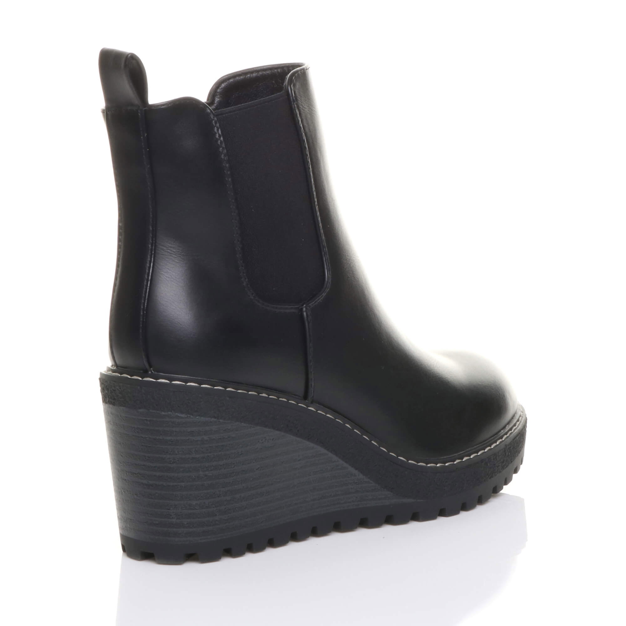 Black AJVANI Black High Wedge Heel Chelsea Ankle Boots, Image 4 of 6