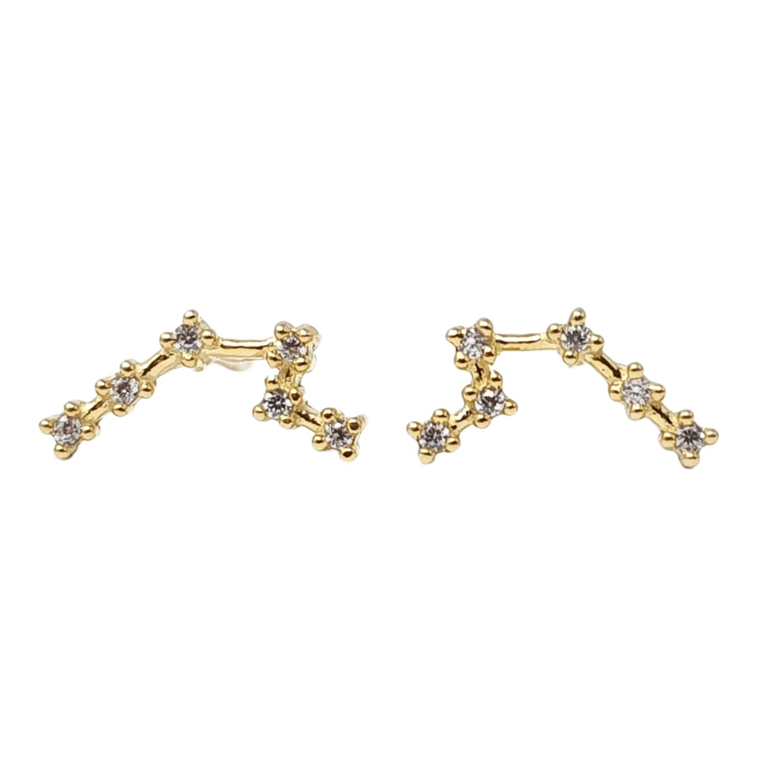 Gold Aquarius Star Sign Constellation Astrology Earrings, Image 1 of 2