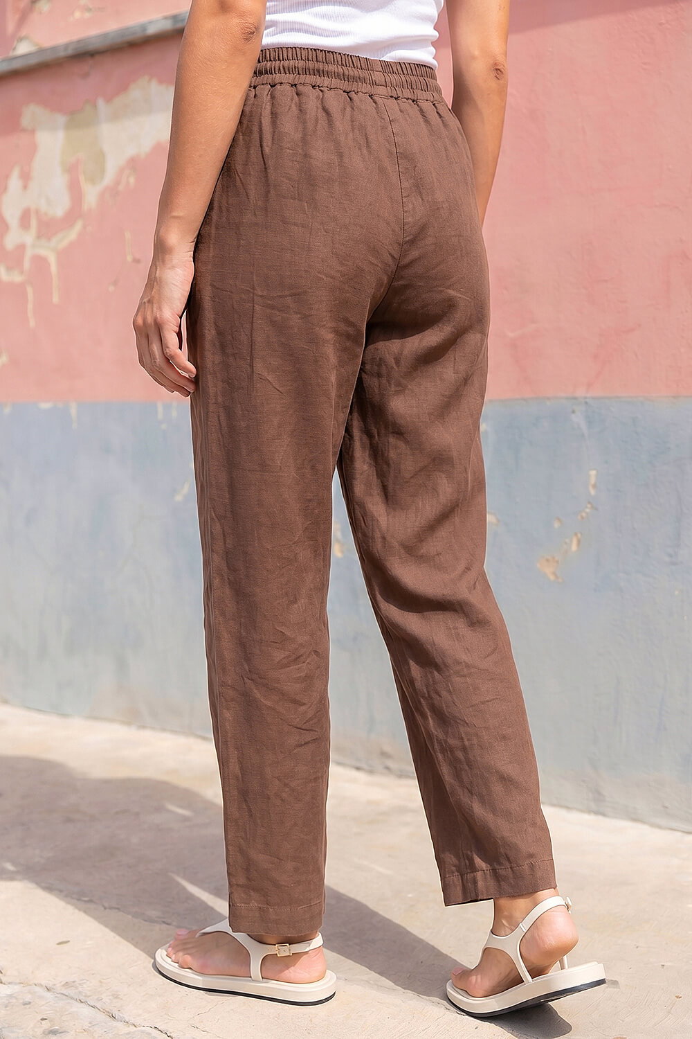 Chocolate Petite Drawstring Trousers, Image 4 of 4