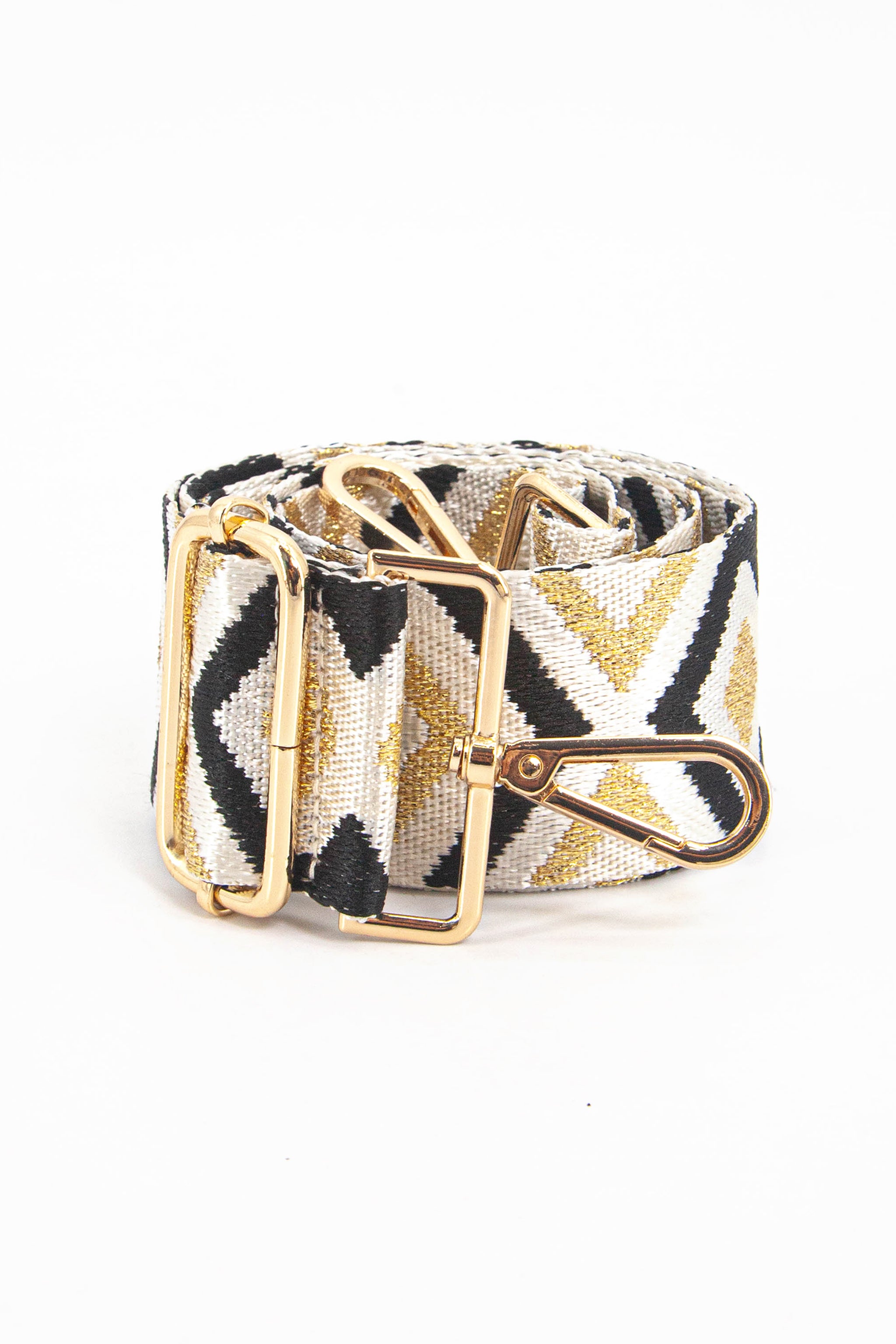 Gold Sarta Gold Metallic Aztec Woven Bag Strap, Image 3 of 4