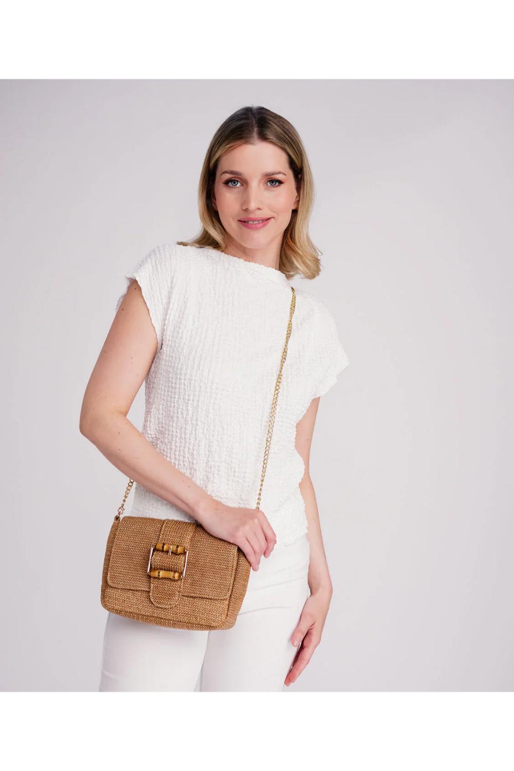 Beige Pia Rossini Beige Tuscany - Straw Crossbody Bag, Image 1 of 1