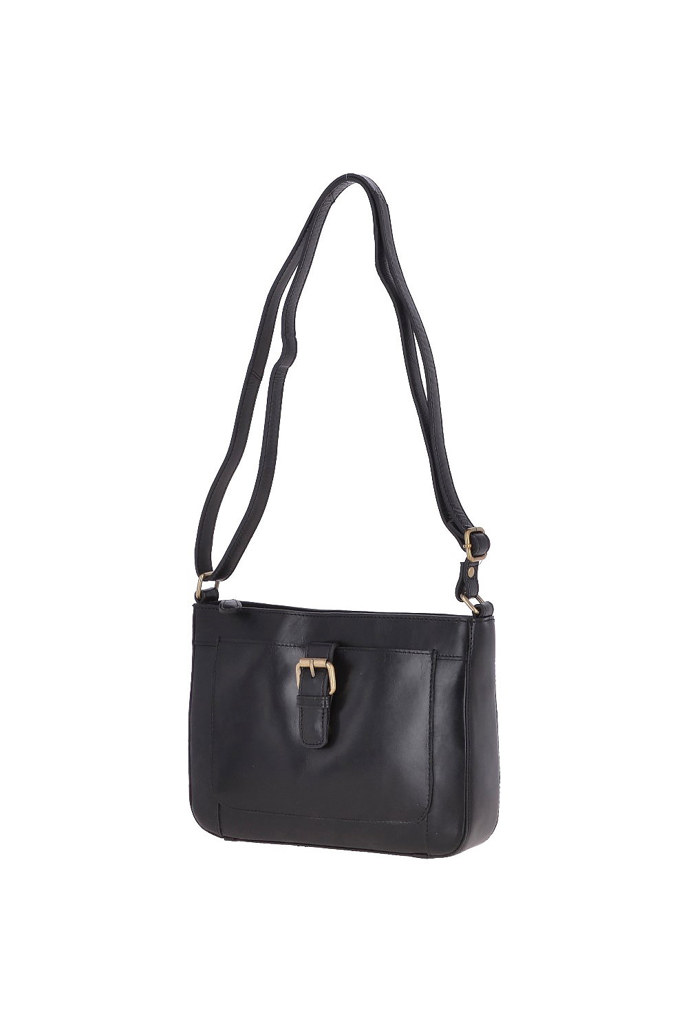 Black Vegetable Tanned Small Real Leather Shoulder Bag, Image 2 of 4