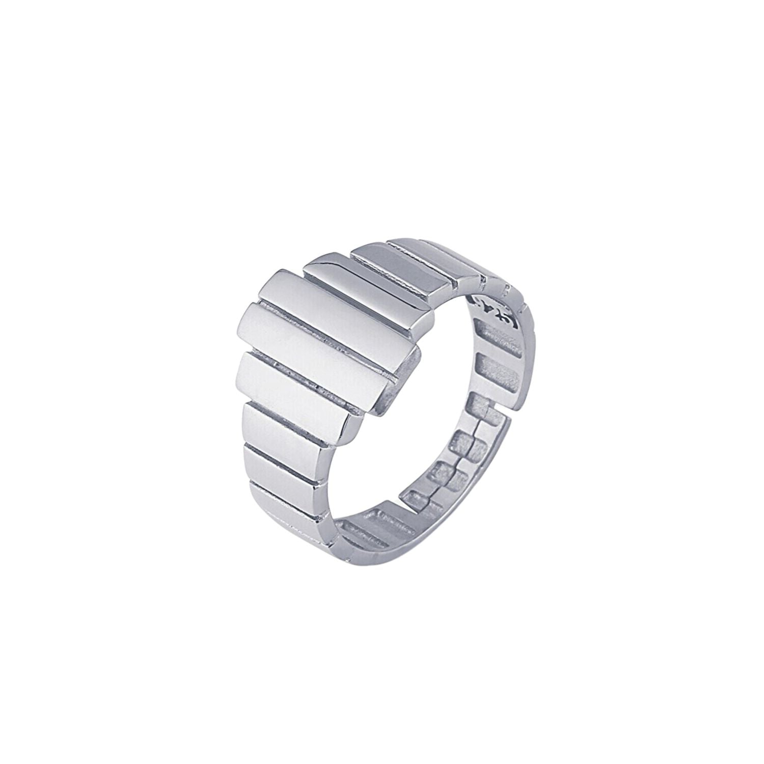 Silver Multiple Bar Layered Rectangular Sterling Silver Ring, Image 1 of 3