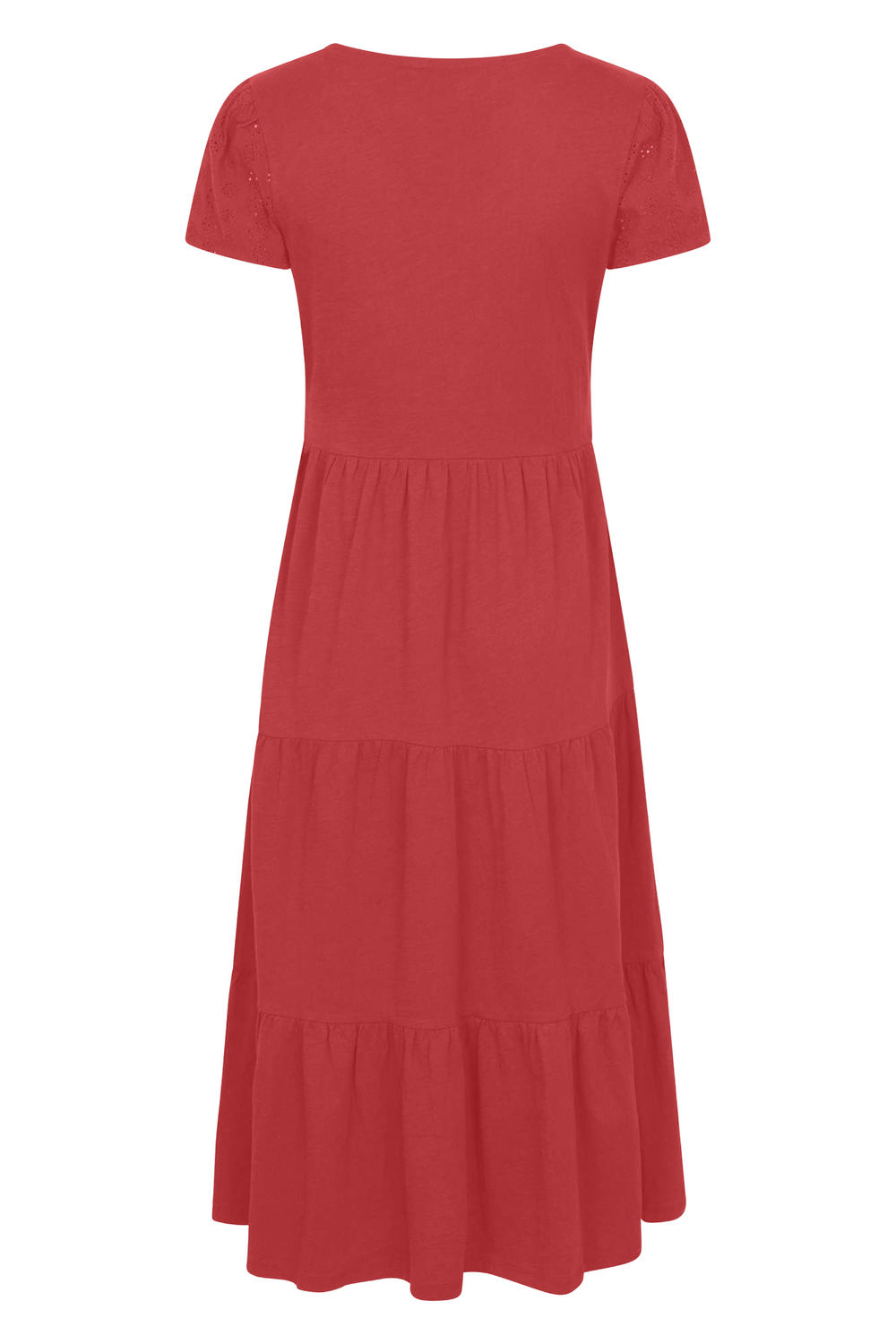 Rust Malaga Tiered Broderie Sleeve Dress, Image 2 of 3