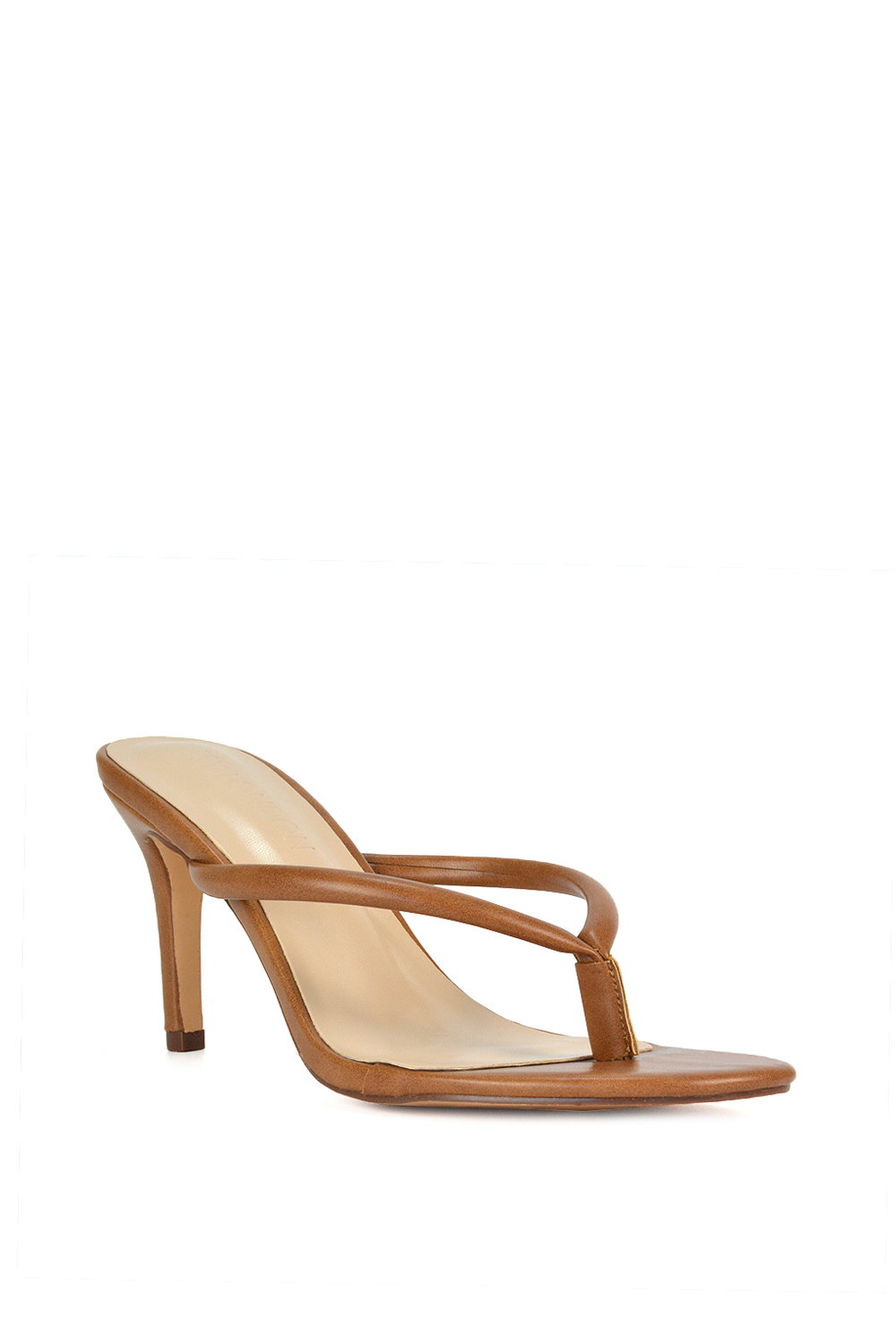 Brown XY LONDON Brown 'Celina' Stiletto High Heel Mules With Thong Strap, Image 2 of 6