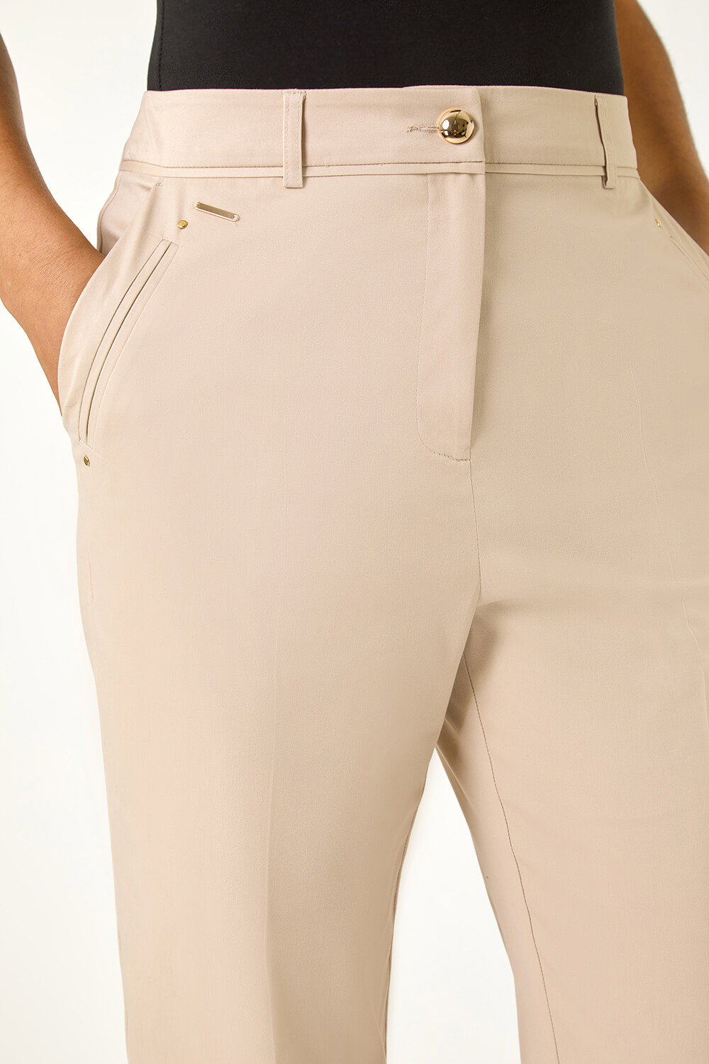 Stone Cotton Stretch Cropped Trouser, Image 6 of 5