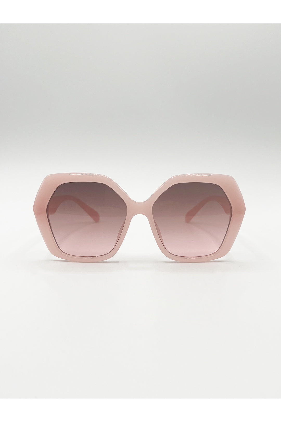 Pink Oversized Rounded Angular Sunglasses in Pink, Image 1 of 6