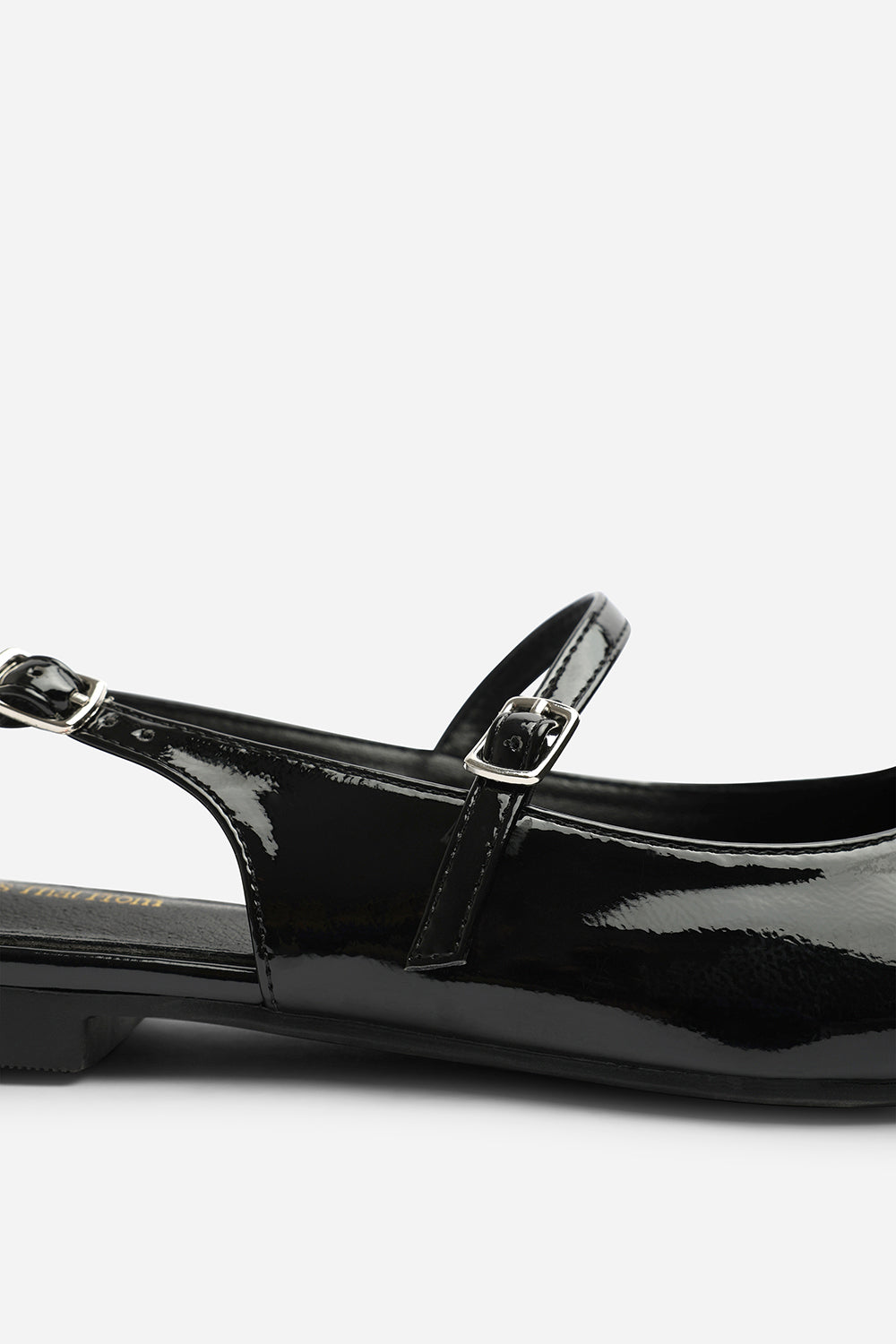 Black Estrella Pointed Toe Mary Jane Open Back Ballet Flats, Image 6 of 7