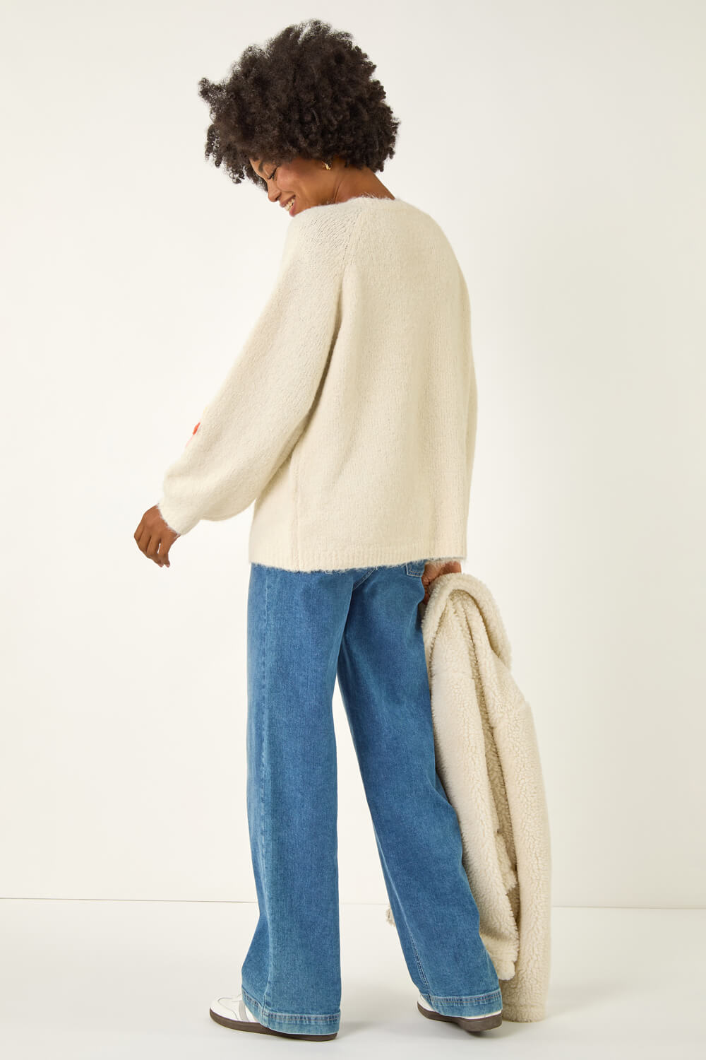 Ivory Floral Rainbow Knit Jumper, Image 7 of 8
