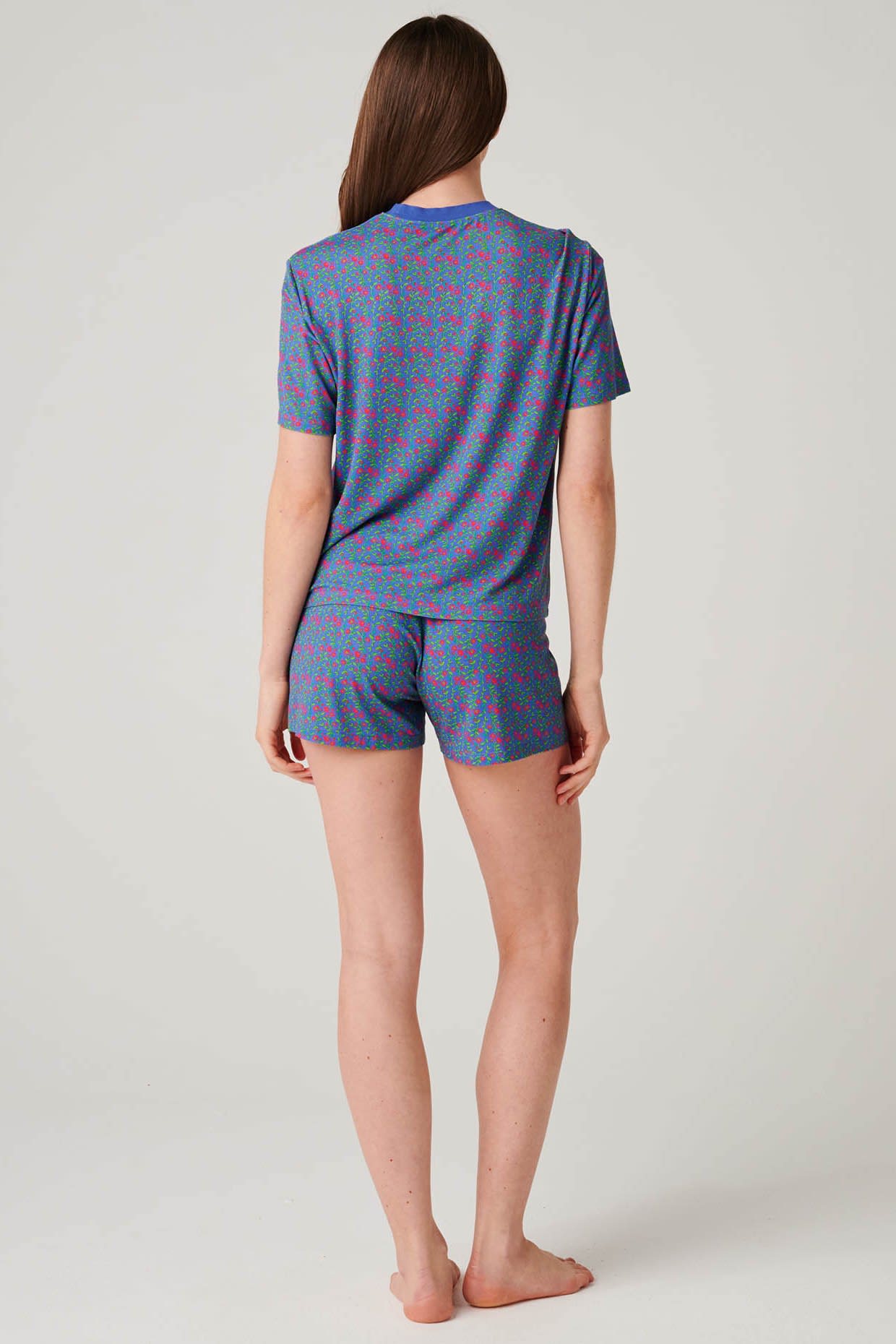 Blue "Boom Bloom!" Bamboo Short Pyjama Set, Image 3 of 6