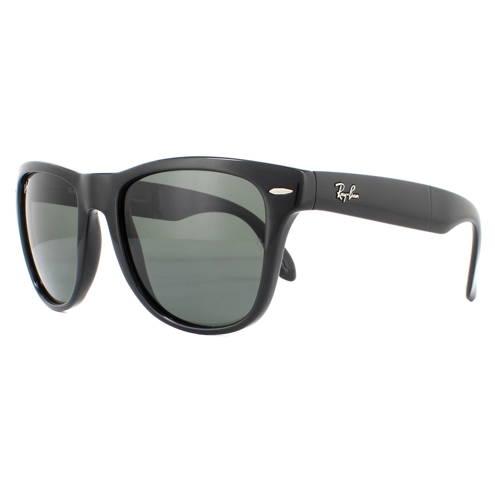 Black Rectangle Black Green Polarized Folding Wayfarer 4105 Sunglasses, Image 2 of 4