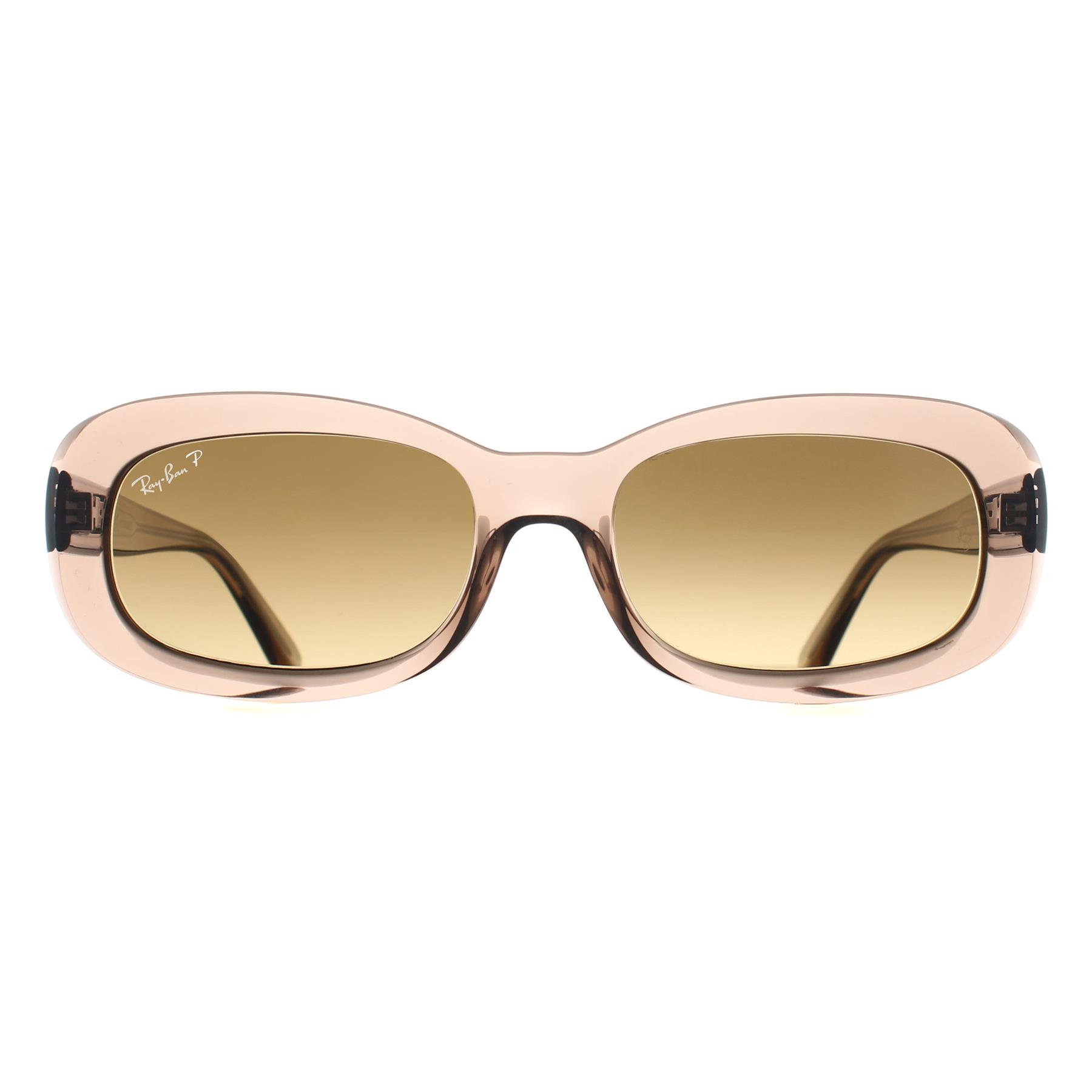 Brown Ray-Ban Brown Oval Transparent Beige Brown Gradient Polarized RB2221, Image 1 of 3
