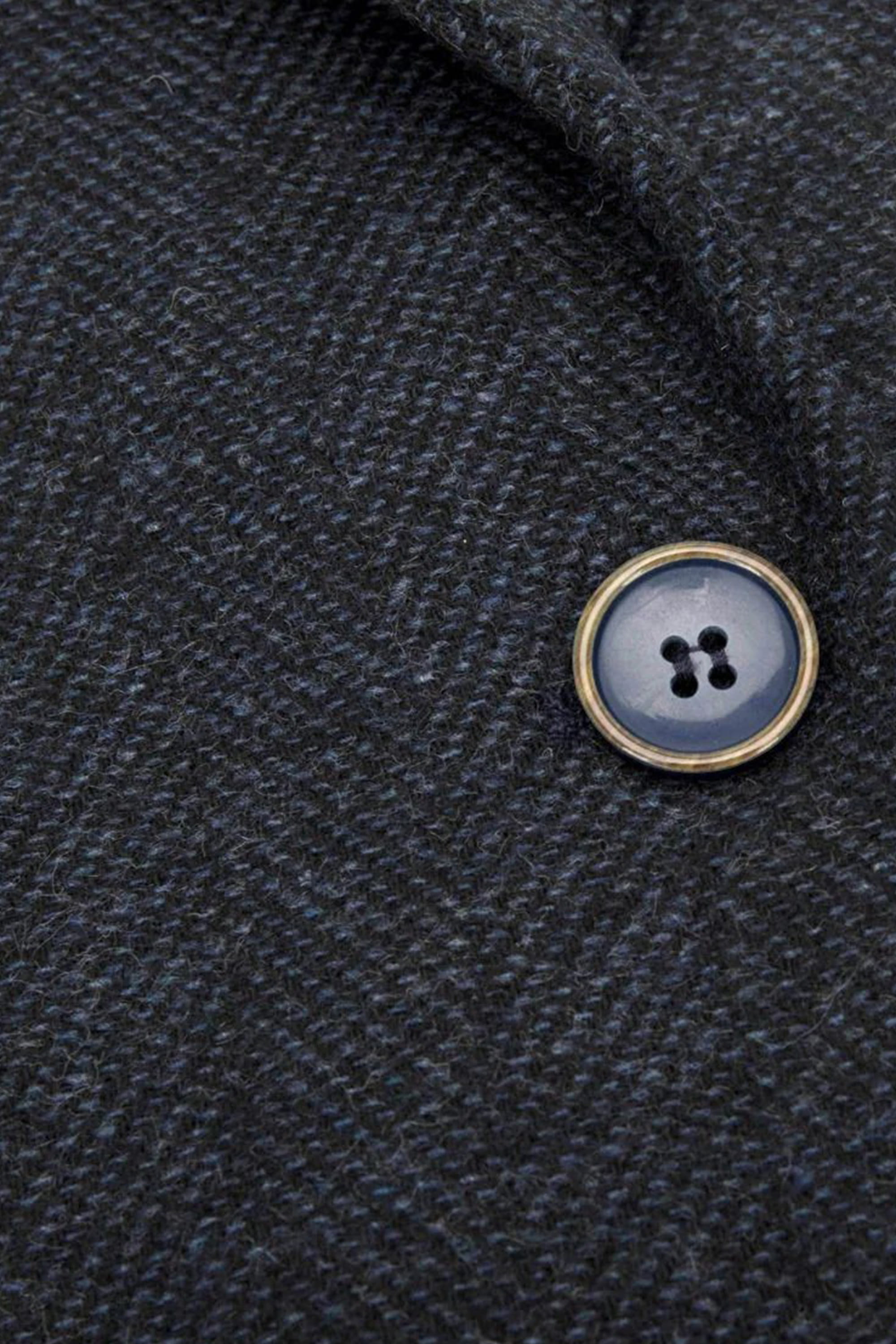 Navy Blue Infinity Leather Navy Blue Tweed 1920s Herringbone Navy Blazer, Image 6 of 6