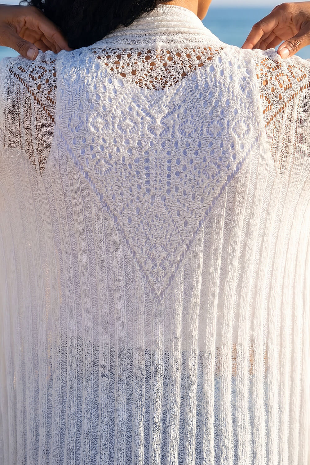 Ivory Longline Back Detail Cardigan, Image 5 of 4