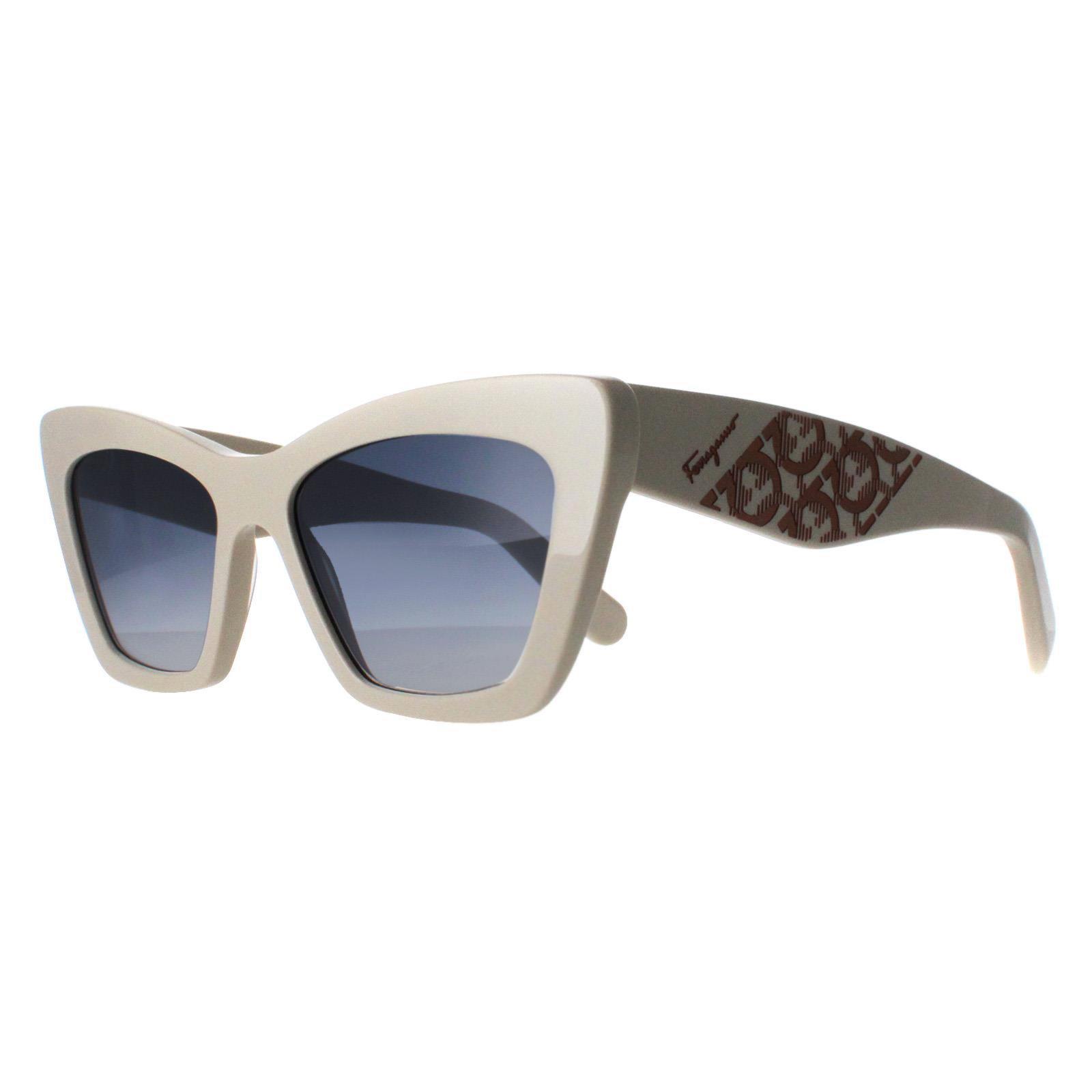 Beige Salvatore Ferragamo Beige Cat Eye Ivory Blue Gradient SF1081SE, Image 2 of 4