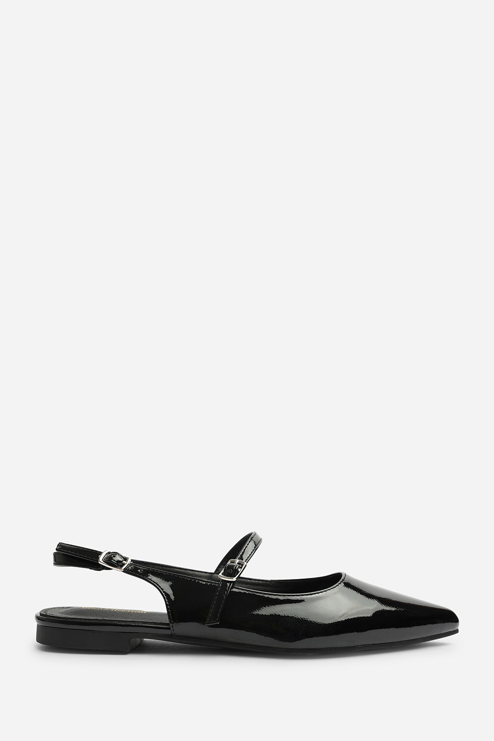 Black Estrella Pointed Toe Mary Jane Open Back Ballet Flats, Image 2 of 7