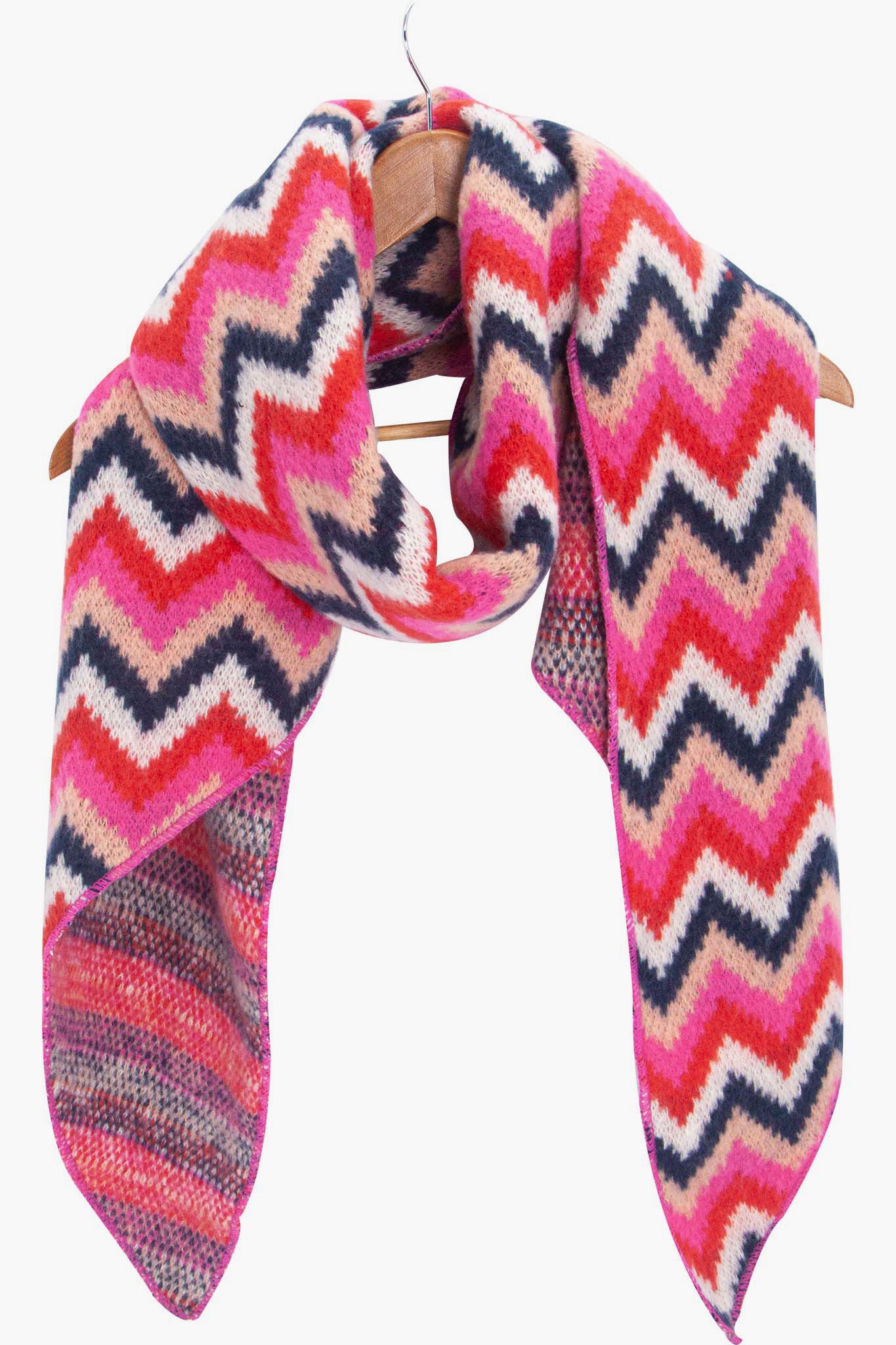 Red Zig Zag Stripe Winter Scarf, Image 2 of 4