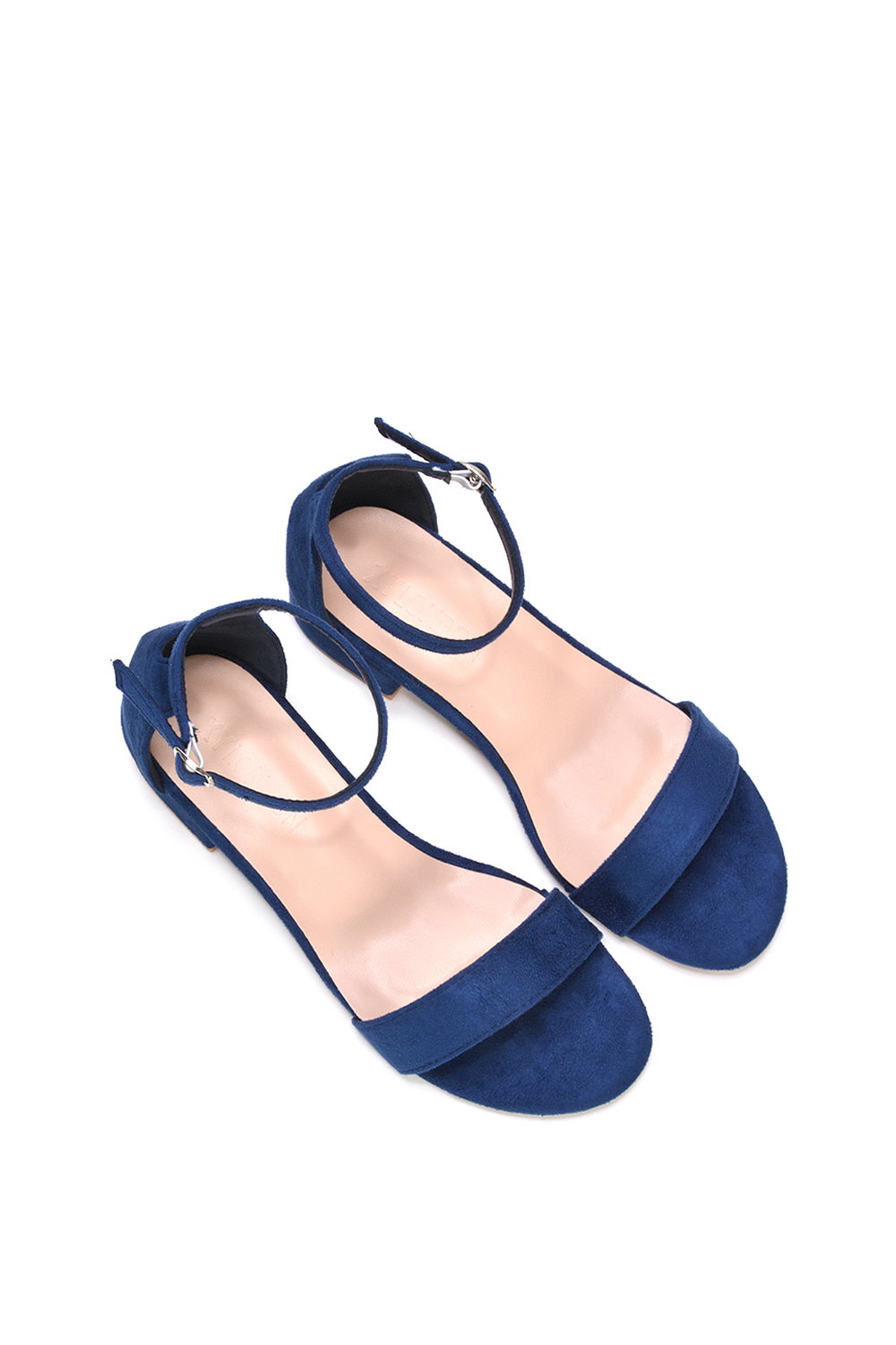 Navy XY LONDON Navy 'Tate' Low Block Heel Sandals With Ankle Strap, Image 6 of 6