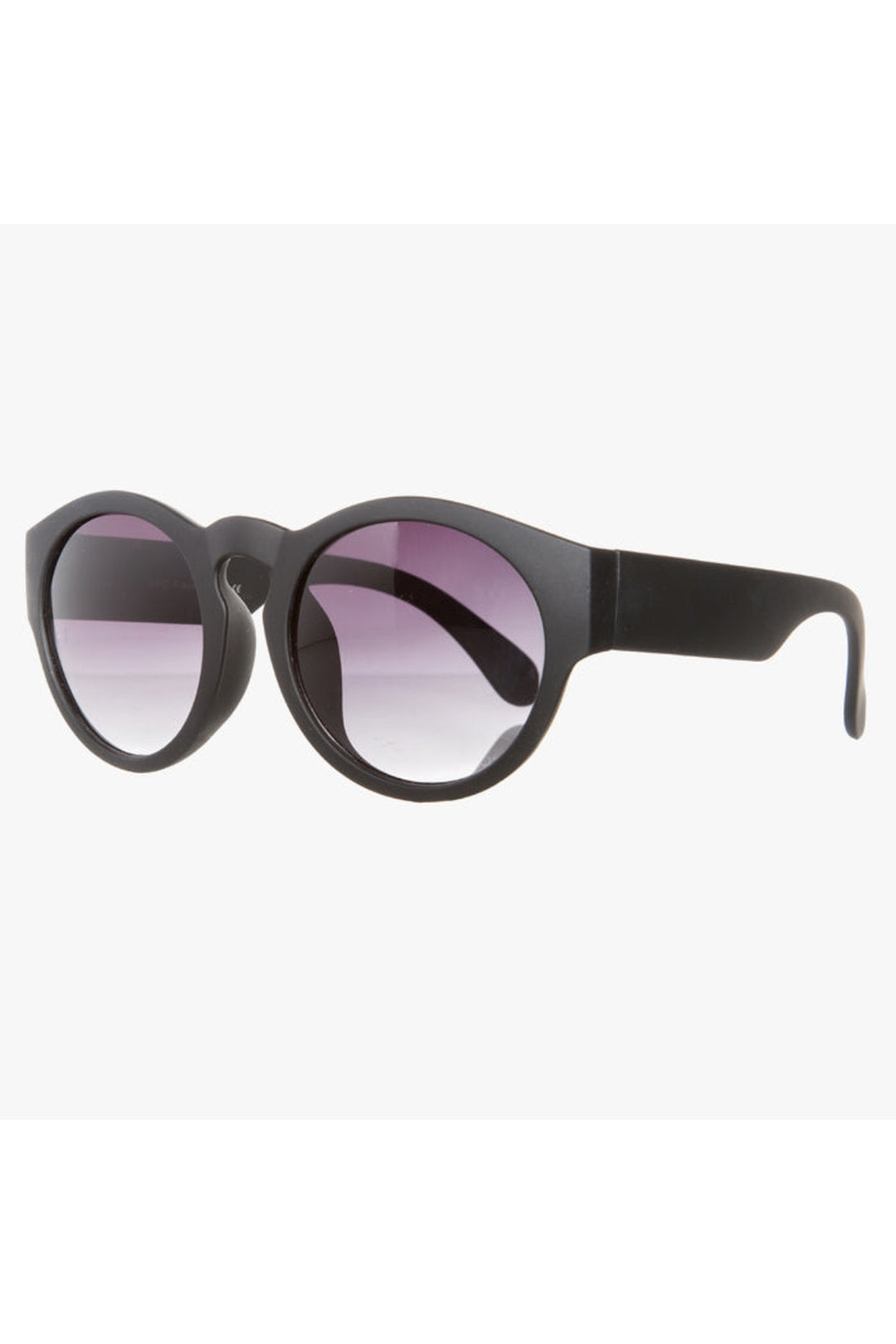 Black Matte Finish Retro Round Sunglasses, Image 2 of 3