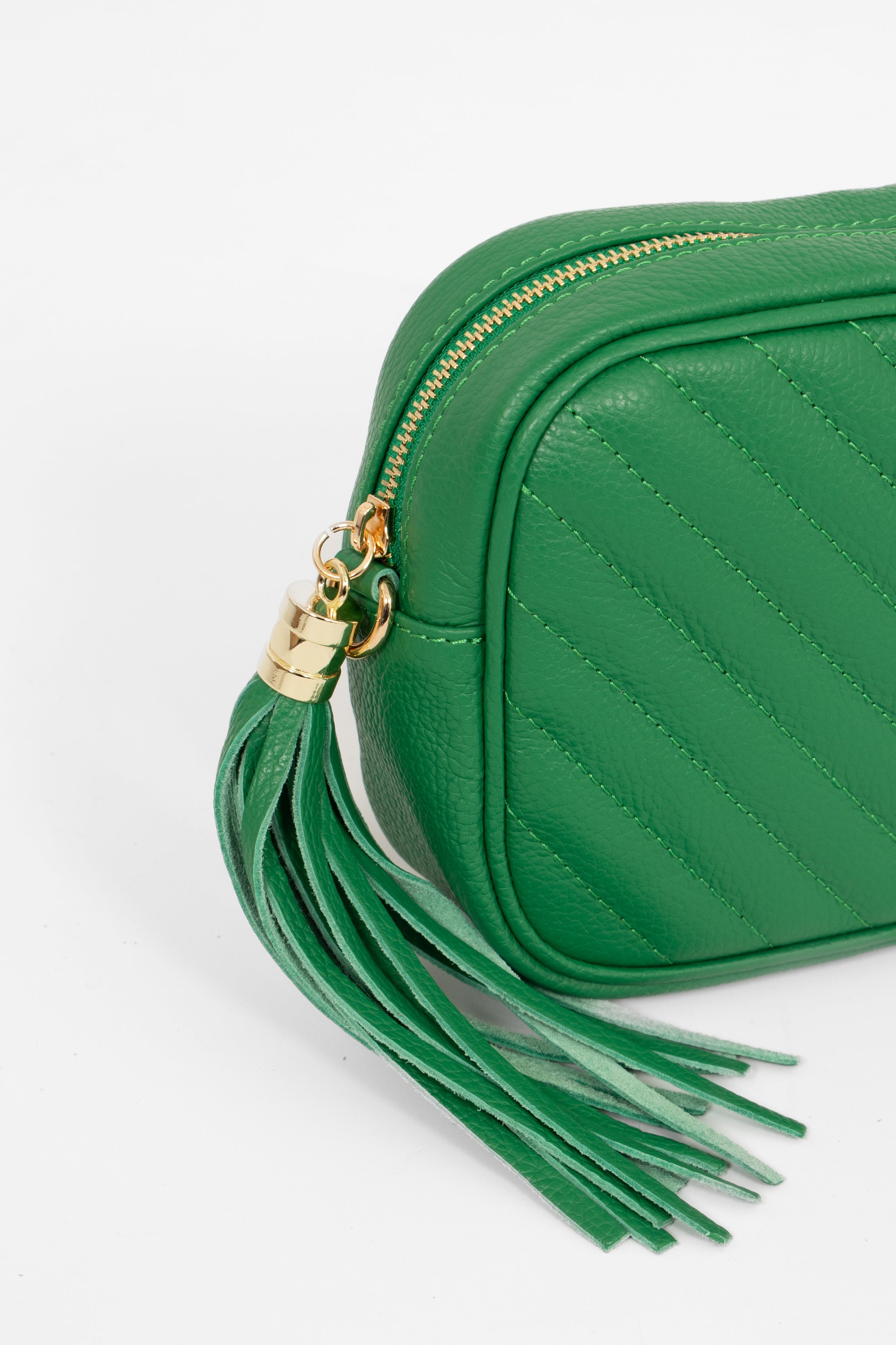 Green Italian Leather Chevron Crossbody Bag, Image 2 of 2