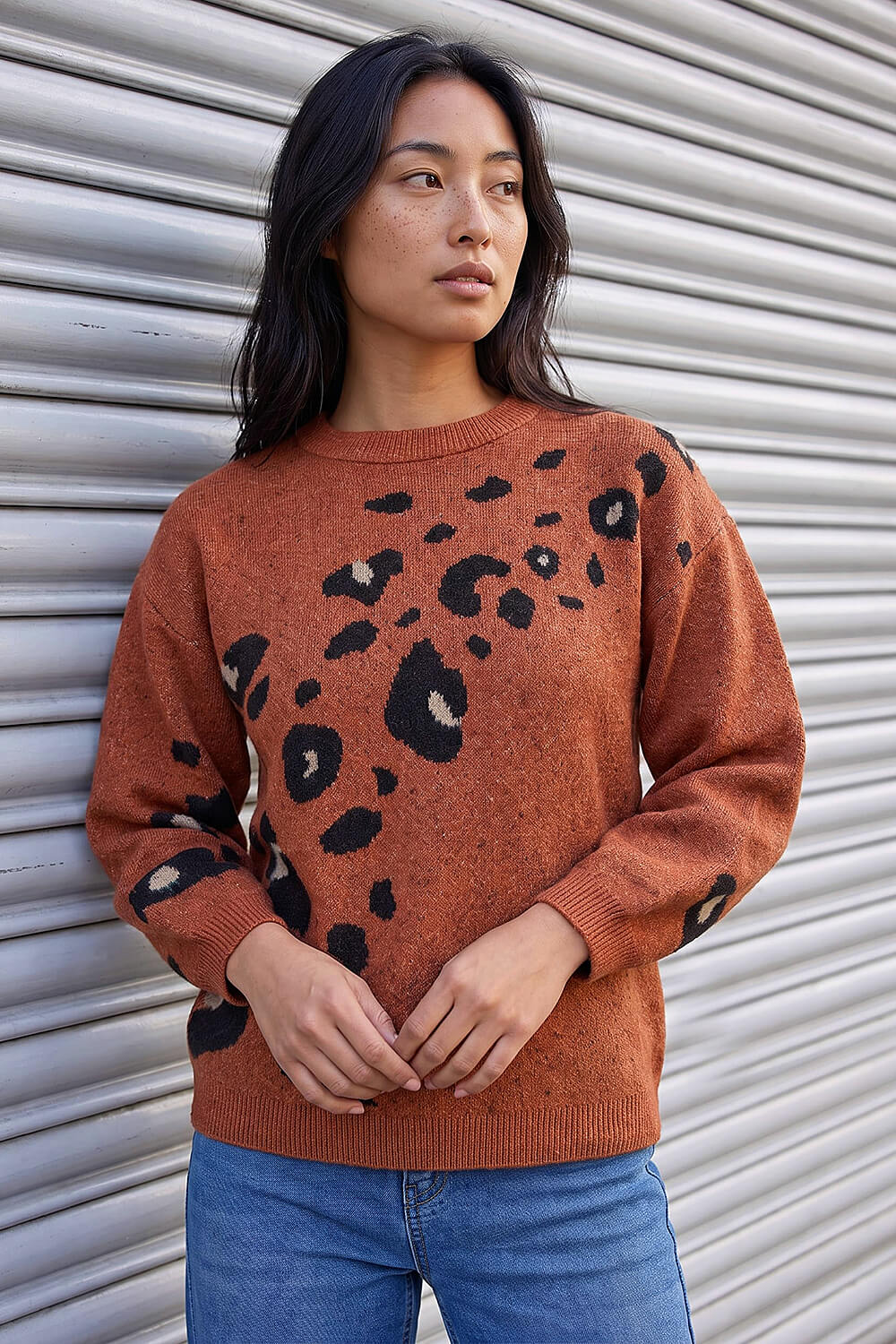 Roman Petite Women's Rust Animal Jumper Size 12