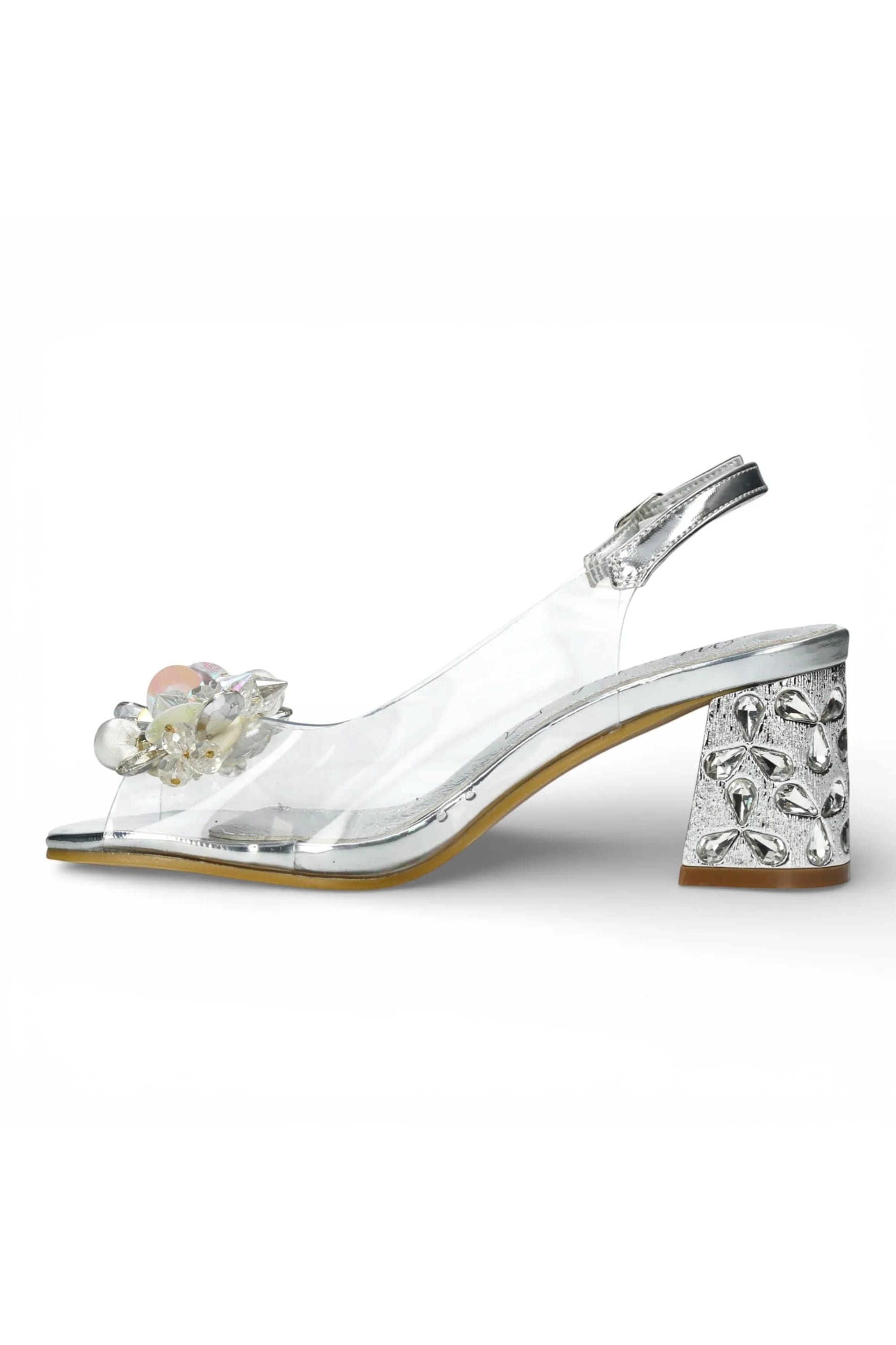 Silver Womens Block Heel Sandals - Marlene 12, Image 5 of 7